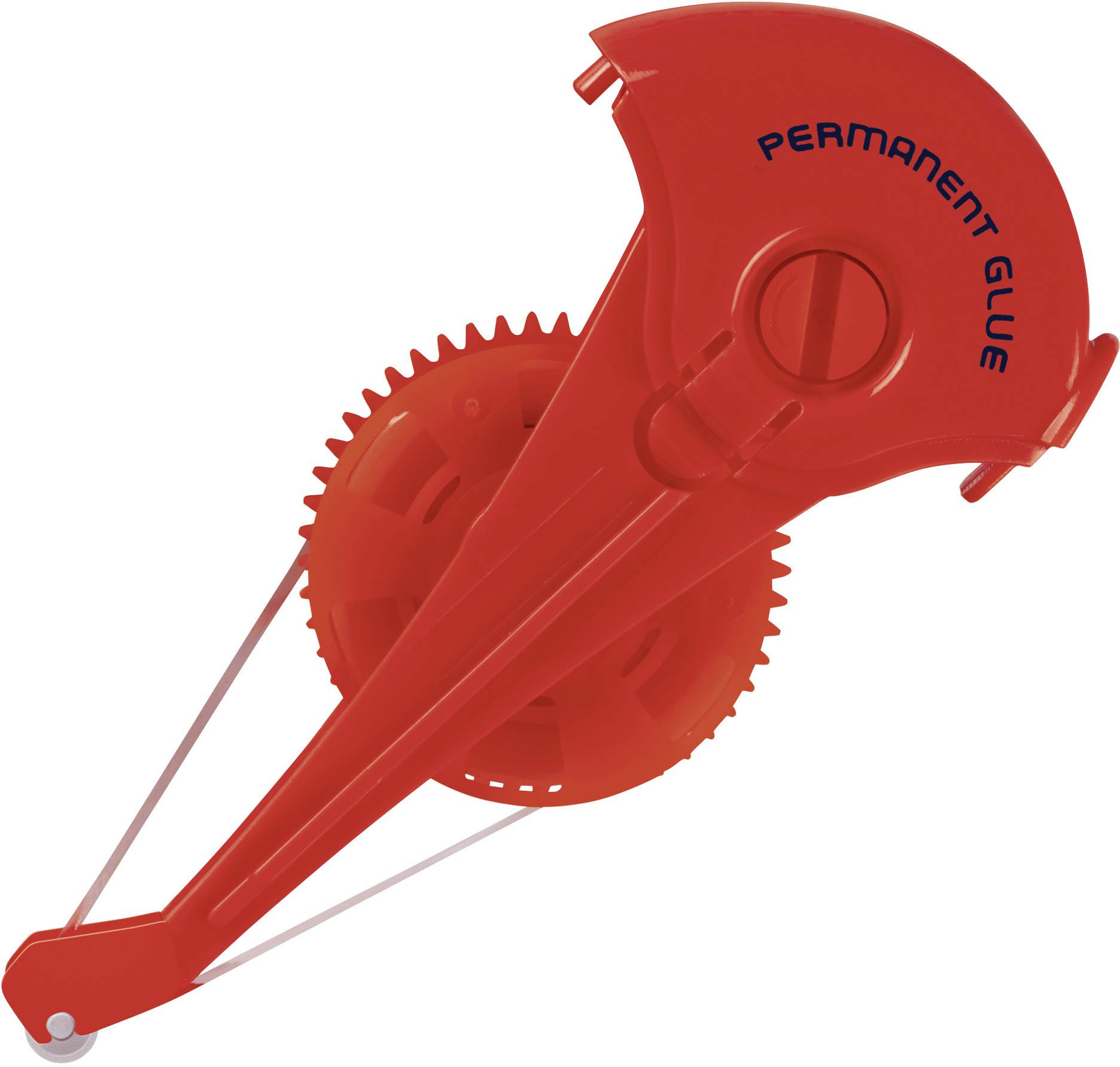 Rouleau de colle rouge portant l'inscription 'Permanent Glue', adapté pour l'application uniforme de colle sur différentes surfaces.