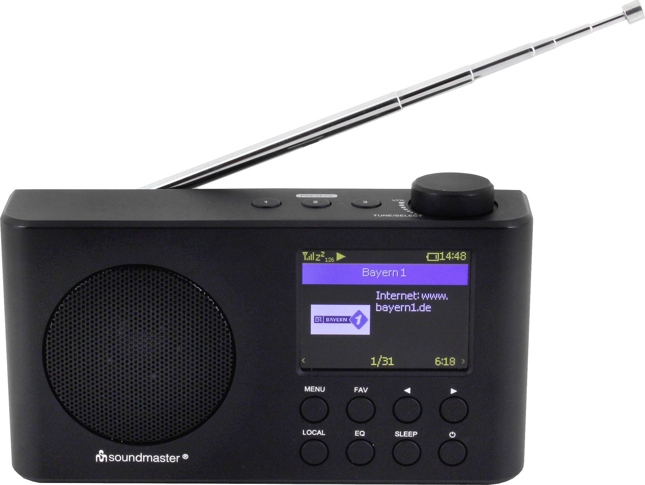 soundmaster IR6500SW Radio de table Internet Internet, DAB+, FM Bluetooth, USB, WiFi, radio internet rechargeable noir