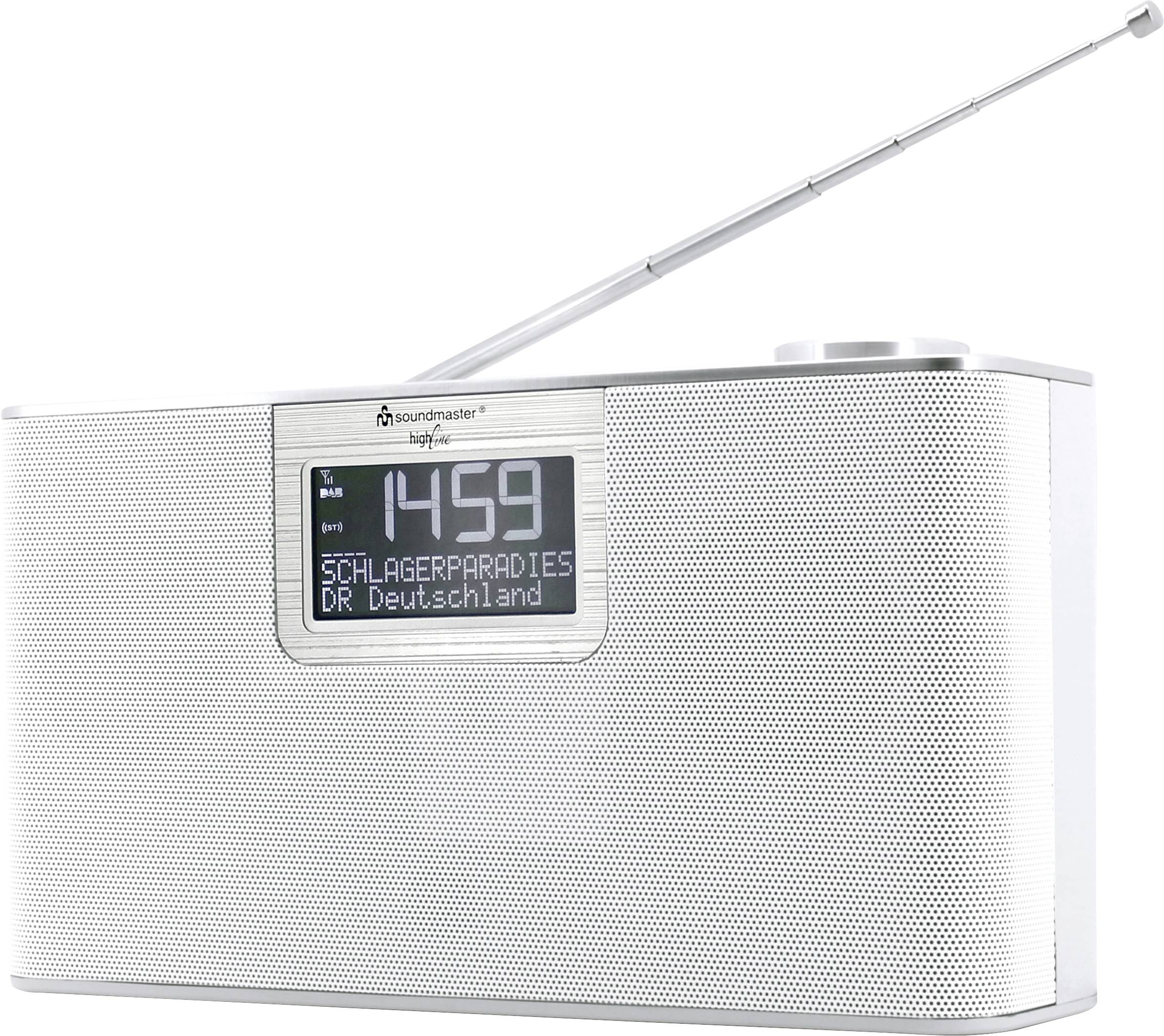soundmaster DAB700WE Radio de table DAB+, FM AUX, Bluetooth, SD, USB fonction mains libres, avec microphone, fonction réveil blanc