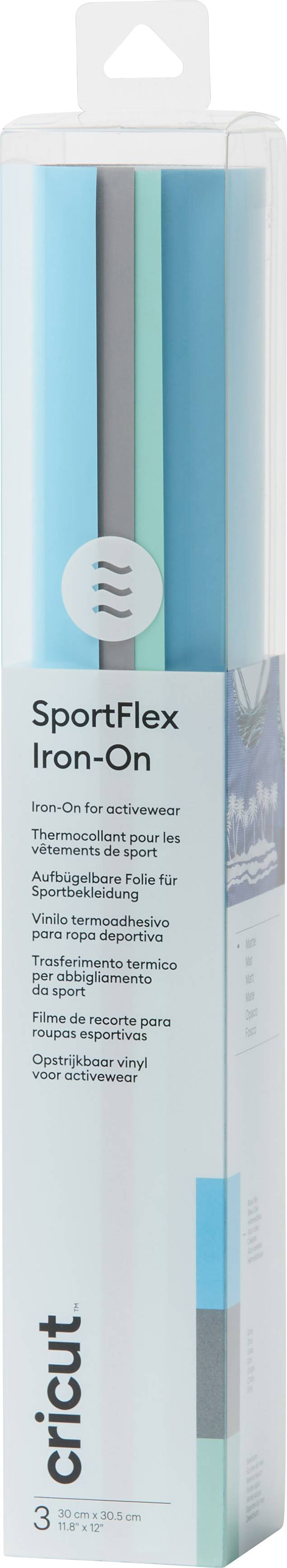 Cricut SportFlex Iron-On Film bleu clair, gris, turquoise