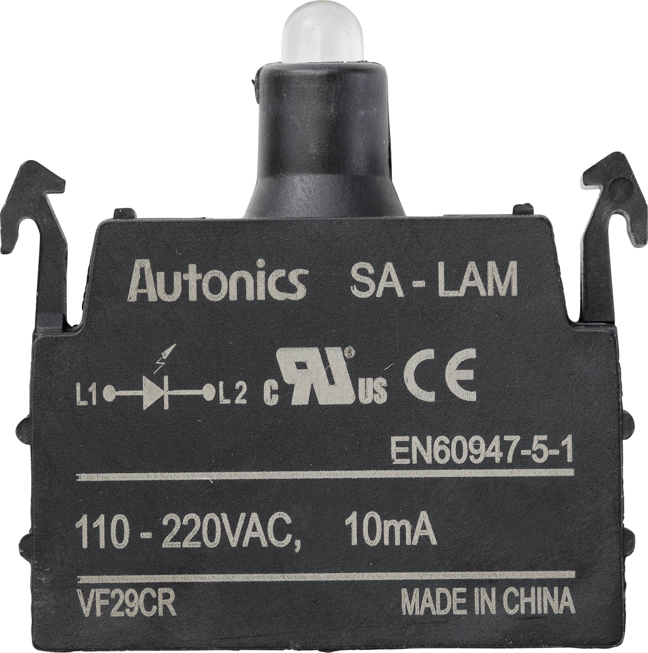 Interrupteur électronique noir Autonics SA-LAM, tension 110-220VAC, intensité 10mA, fabriqué en Chine.