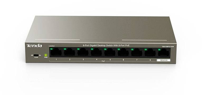 Tenda TEG1109P-8-102W Switch réseau 8+1 ports 10 / 100 / 1000 MBit/s fonction PoE