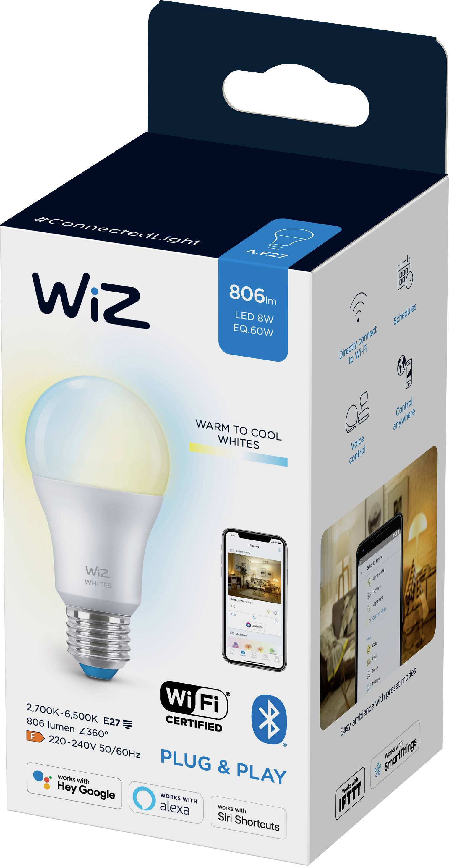 WiZ 871869978703500 LED CEE 2021 F (A - G) E27 8 W = 60 W commandé par appli mobile 1 pc(s)