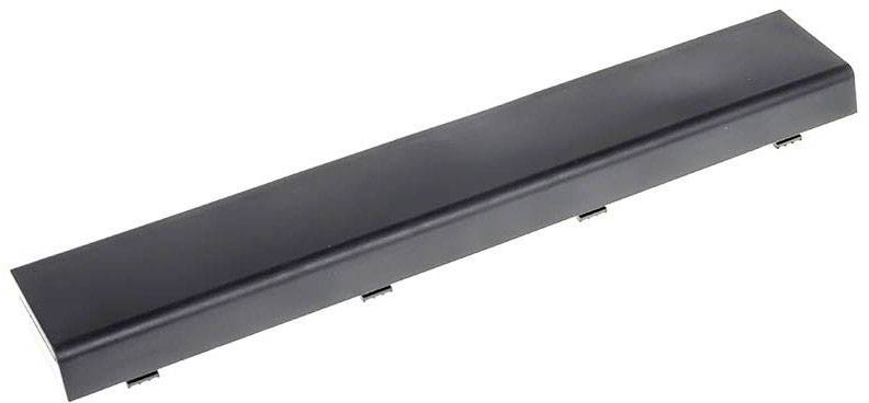 Une batterie d'ordinateur portable noire, rectangulaire, compacte et allongée, avec plusieurs points de connexion sur sa face inférieure.