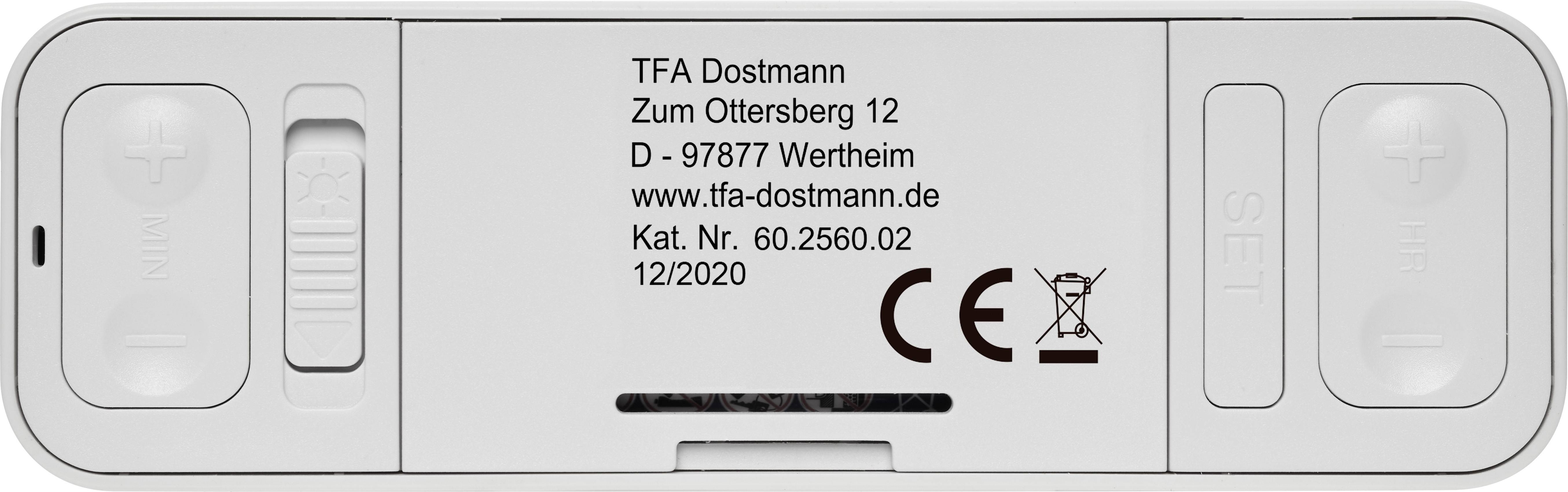 TFA Dostmann 60.2560.02 radiopiloté(e) Réveil blanc Heures de réveil 1
