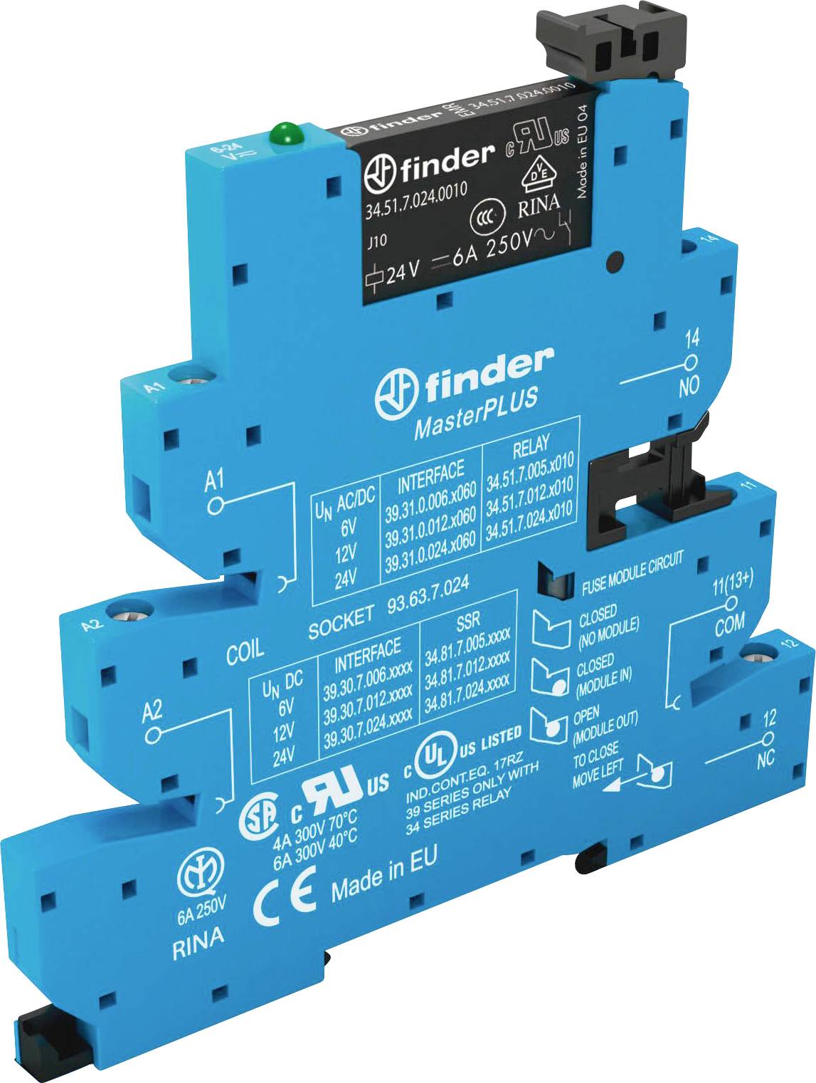 Finder 39.31.0.024.4060 Interface relais 24 V DC/AC 6 A 1 inverseur (RT) 1 pc(s)