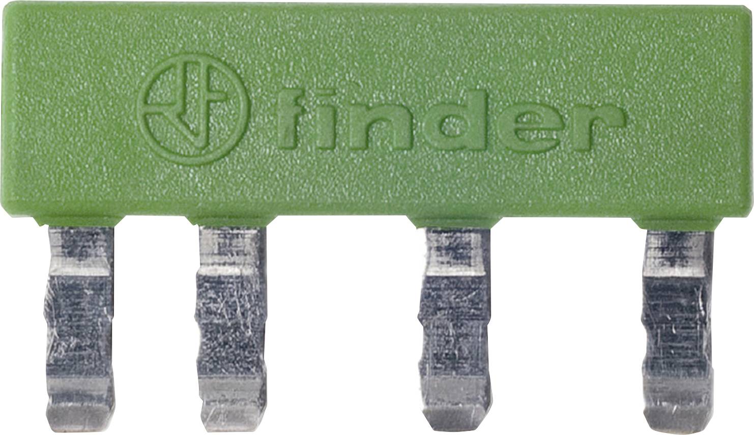 Connecteur vert 'finder' à quatre contacts métalliques, utilisé dans les appareils électroniques pour les connexions électriques.