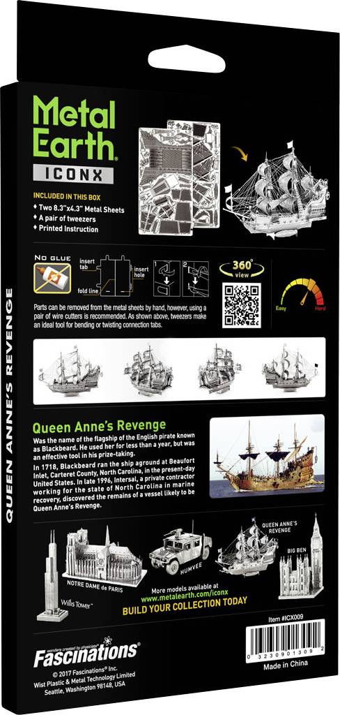 Metal Earth Iconx Queen Anne's Revenge Kit en métal