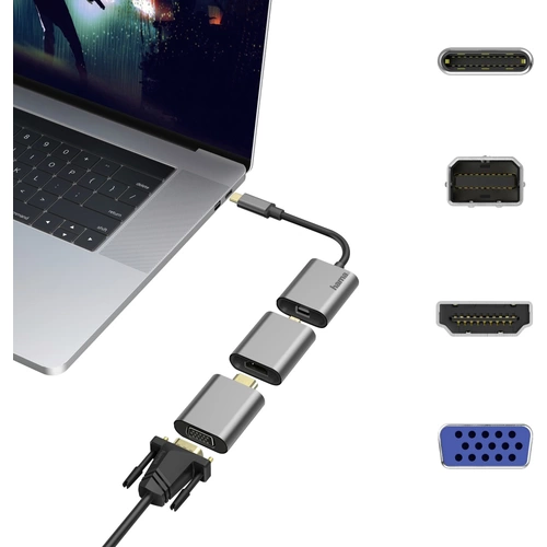 Hama 00200306 USB-C® / Mini-Display / HDMI / VGA Adaptateur [1x USB-C® mâle - 1x Mini port Display femelle, HDMI femelle, VGA Hama 00200306 USB-C® / Mini-Display / HDMI / VGA Adaptateur [1x USB-C® mâle - 1x Mini port Display femelle, HDMI femelle, VGA