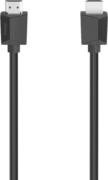 Câble HDMI avec deux fiches noires, adapté pour connecter des appareils audio et vidéo tels que téléviseurs ou ordinateurs.