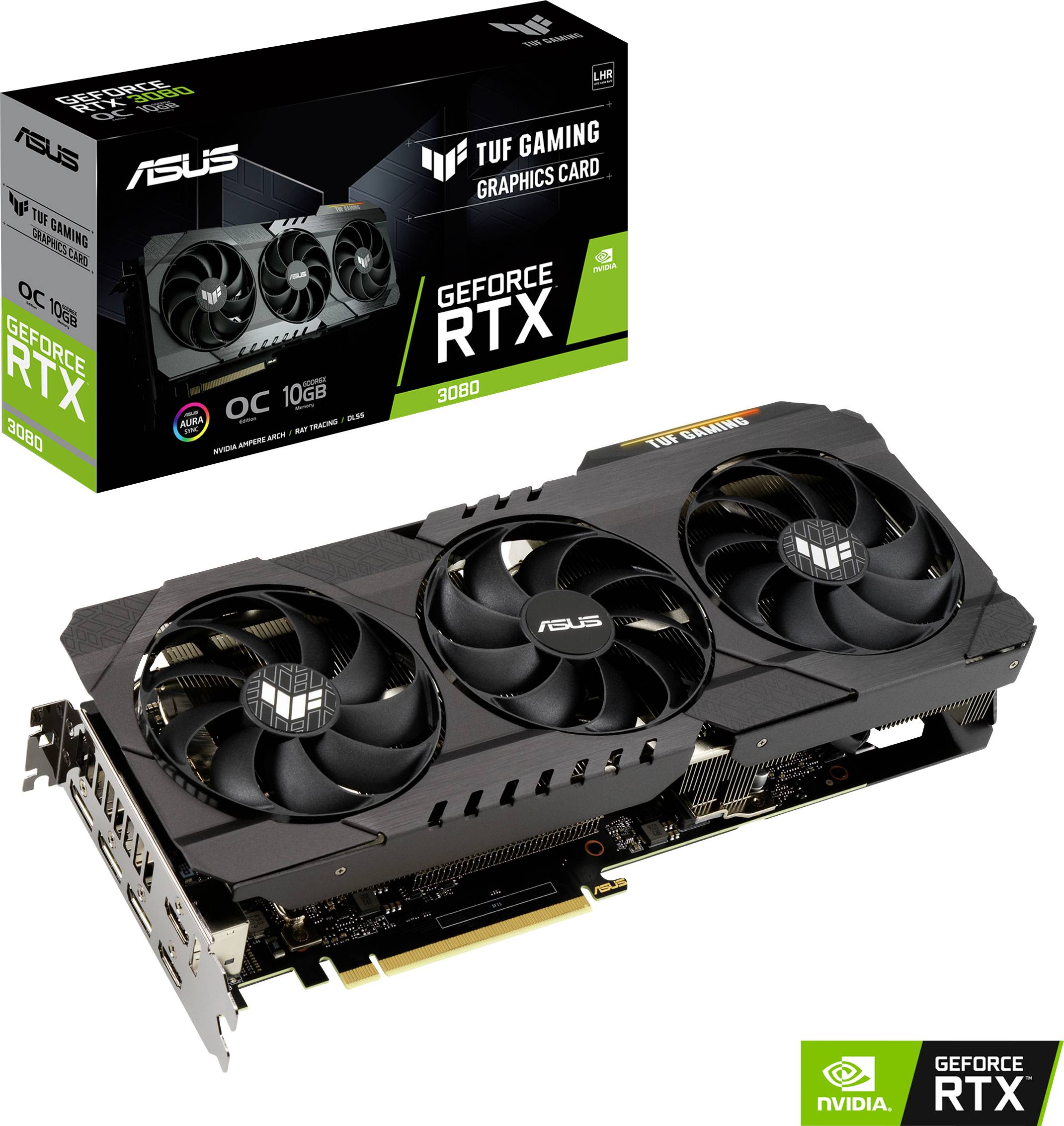 Asus Carte graphique Nvidia GeForce RTX 3080 Gaming Overclocked 10 GB GDDR6X-RAM PCIe HDMI™, DisplayPort éclairage RGB