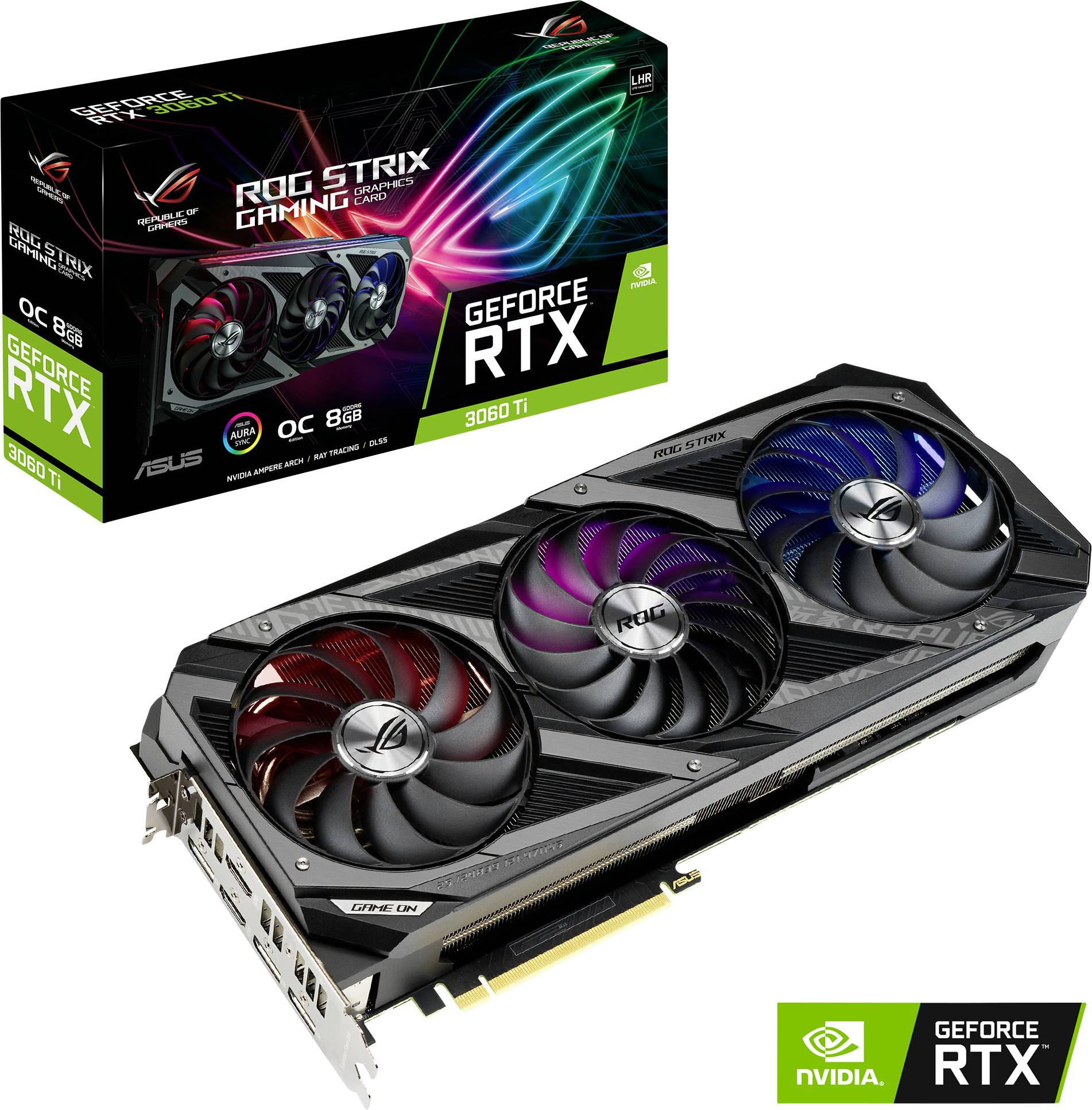 Asus Carte graphique Nvidia GeForce RTX 3060 Ti Strix 8 GB GDDR6-RAM PCIe HDMI™, DisplayPort éclairage RGB