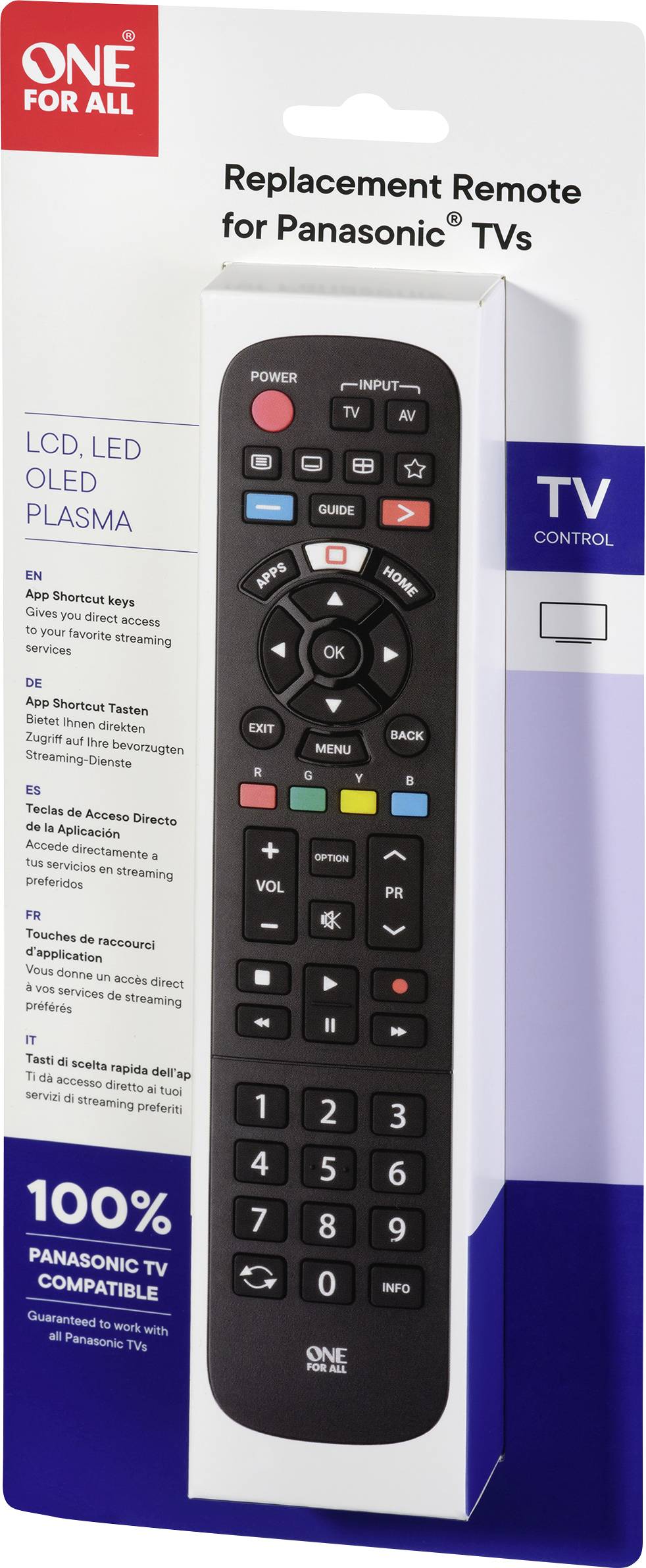 Télécommande universelle de remplacement pour téléviseurs Panasonic : Compatible avec LCD, LED, OLED, Plasma. 100% compatible Panasonic.