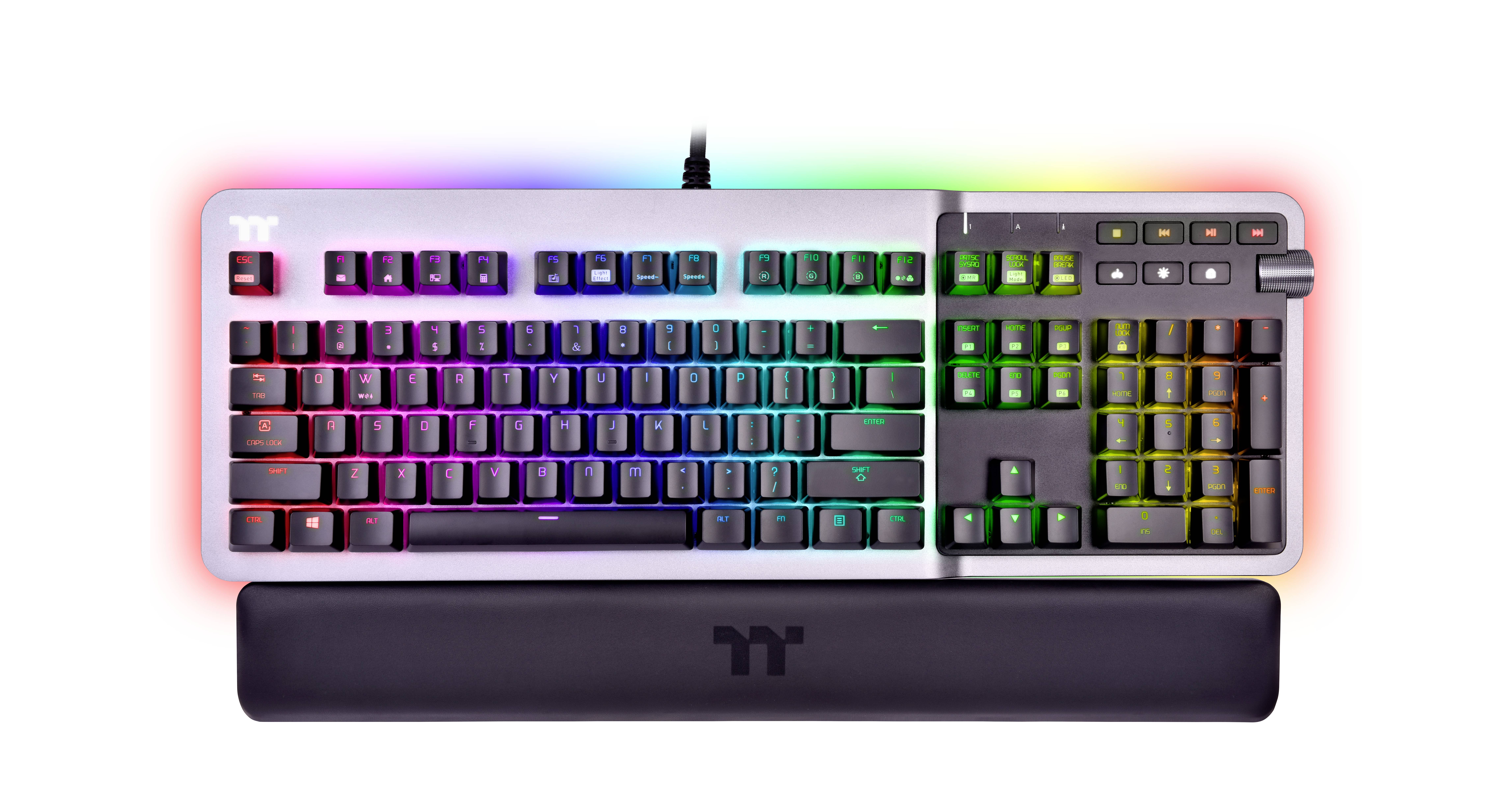 Thermaltake Agent K5 Blue Switch (GER) filaire Clavier de gaming allemand, QWERTZ titanium éclairé