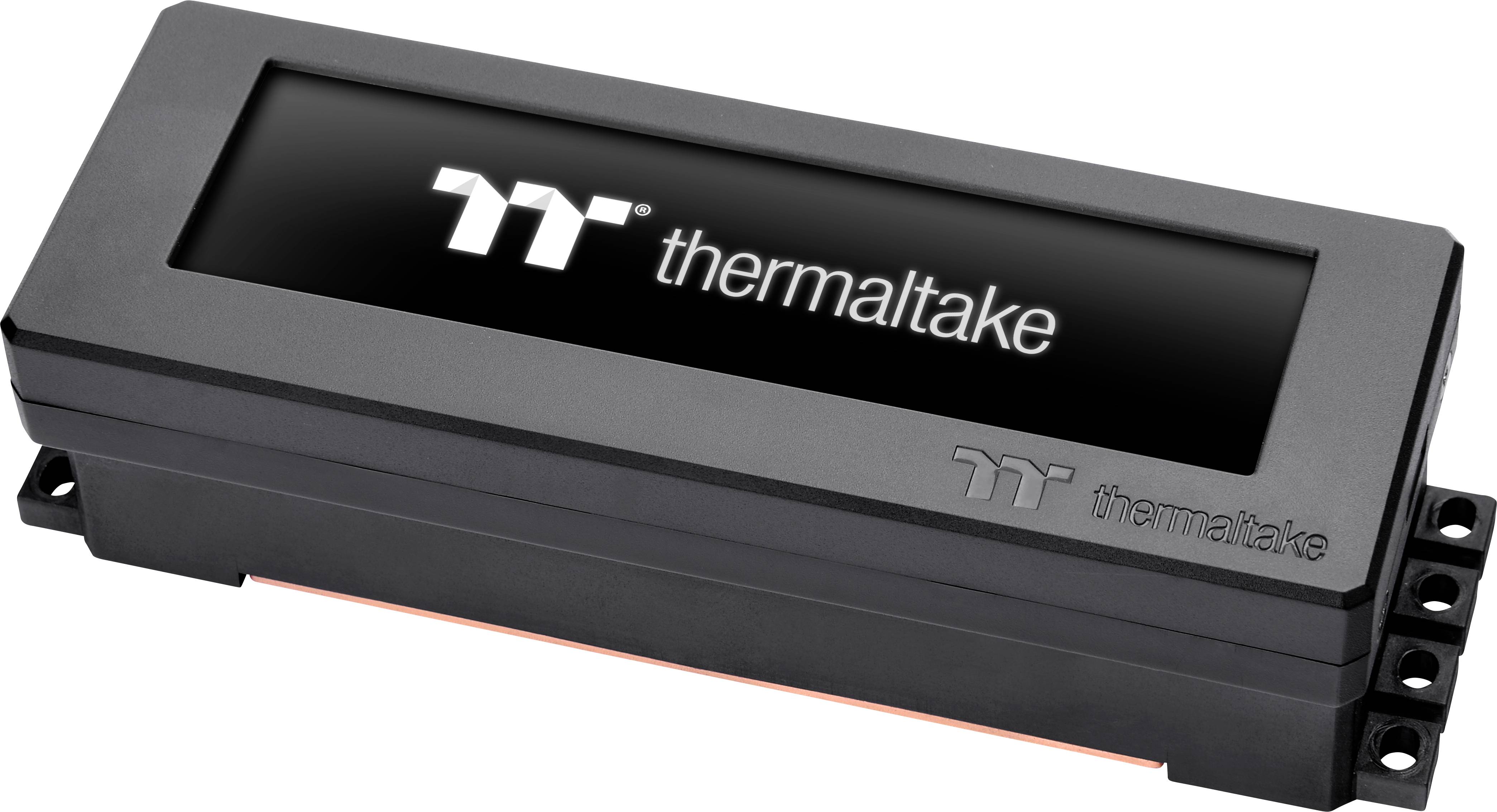 Un appareil électrique rectangulaire portant le logo et le nom 'Thermaltake'. Il semble s'agir d'un composant technique.