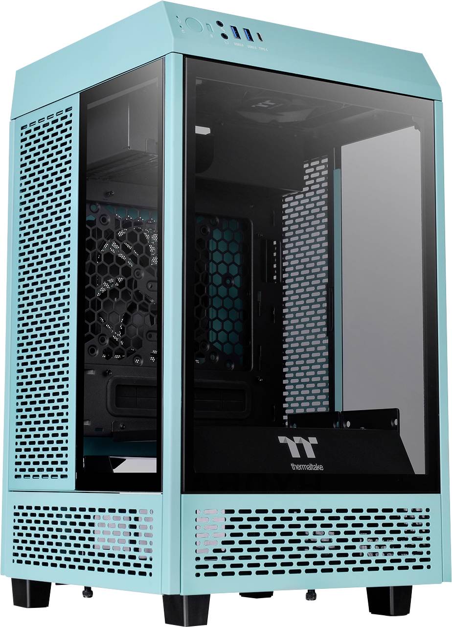 mini-tour Thermaltake The Tower 100 Turquoise Boîtier PC turquoise fenêtre latérale