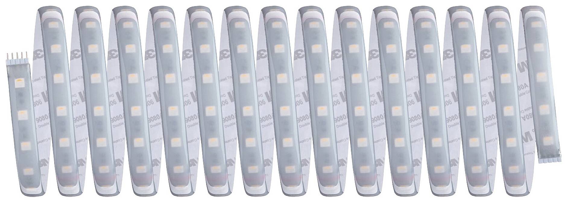 Bande lumineuse LED avec plusieurs petites sources lumineuses à intervalles réguliers, idéale pour l'éclairage décoratif ou l'éclairage d'accentuation.