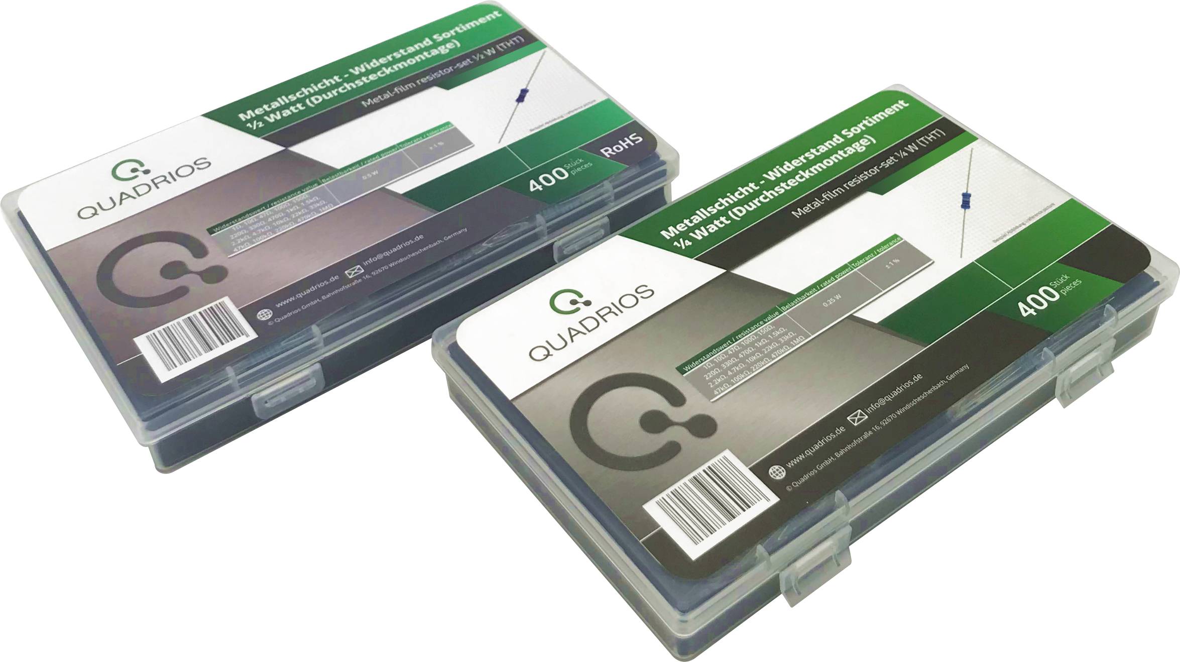 Quadrios 2109P138 Jeu de résistances à couche métallique sortie axiale 800 pc(s)