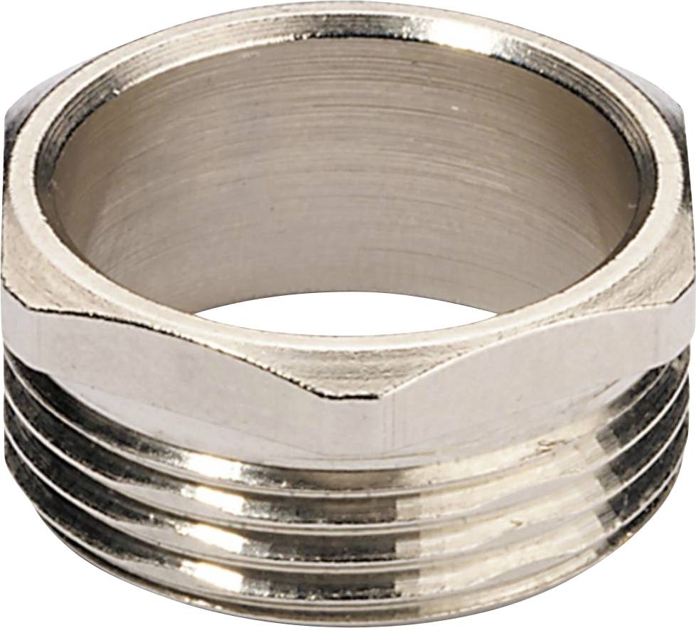 Réduction métallique filetée avec filetage extérieur et raccordement à vis intérieur. Utilisée pour connecter des tuyaux de différents diamètres.