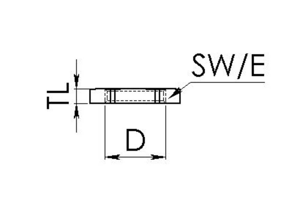Dessin technique d'un boulon avec les dimensions 'TL', 'D' et 'SW/E' en coupe transversale.
