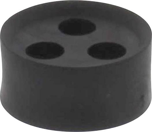 Bouchon en caoutchouc noir à trois trous.