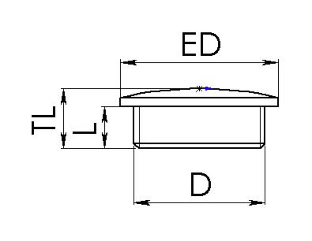Dessin technique d'un objet cylindrique avec les dimensions DE, D, LT et L, indiquant la hauteur et le diamètre.