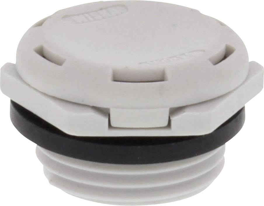 Bouchon de fermeture en plastique blanc avec filetage et joint noir, fentes latérales, adapté aux applications d'étanchéité.