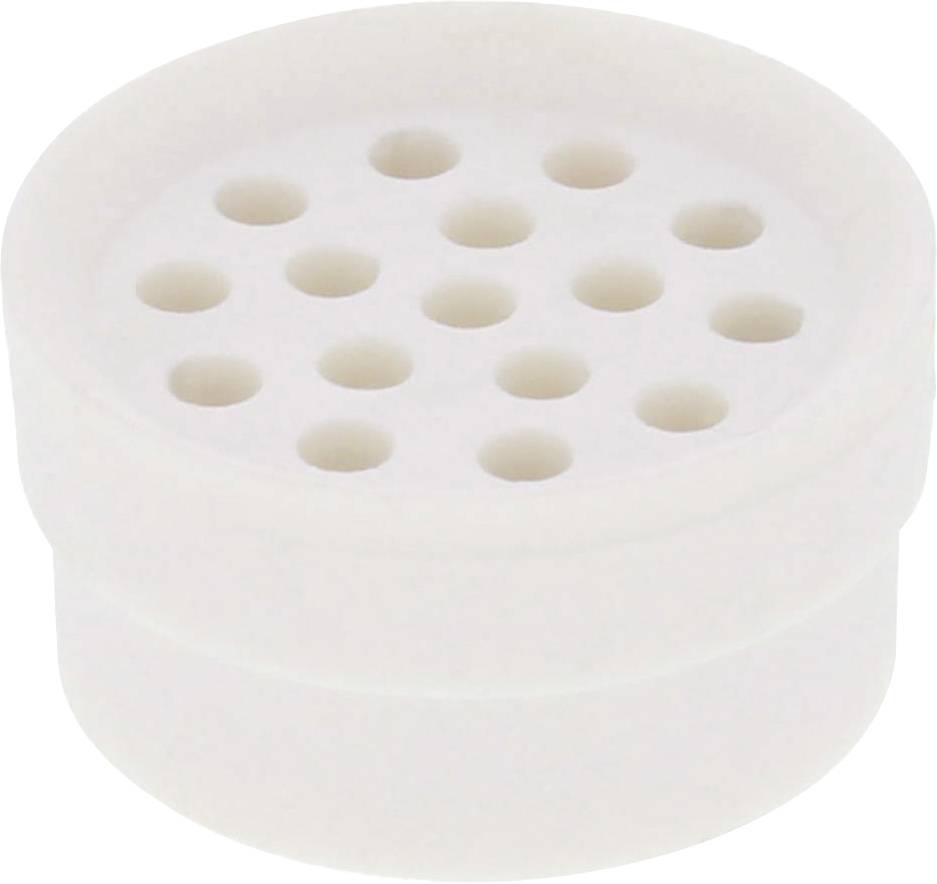 Disque blanc cylindrique avec plusieurs petits trous sur le dessus.