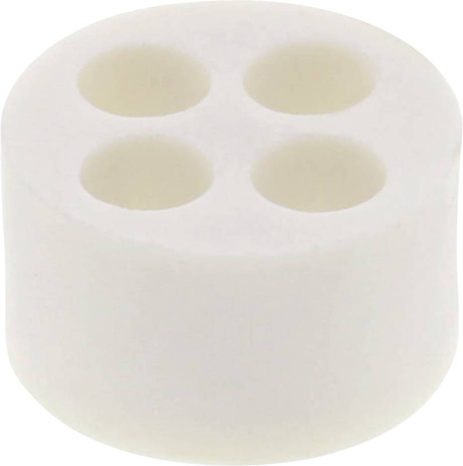 Un objet cylindrique blanc avec quatre cavités réparties uniformément sur le dessus.