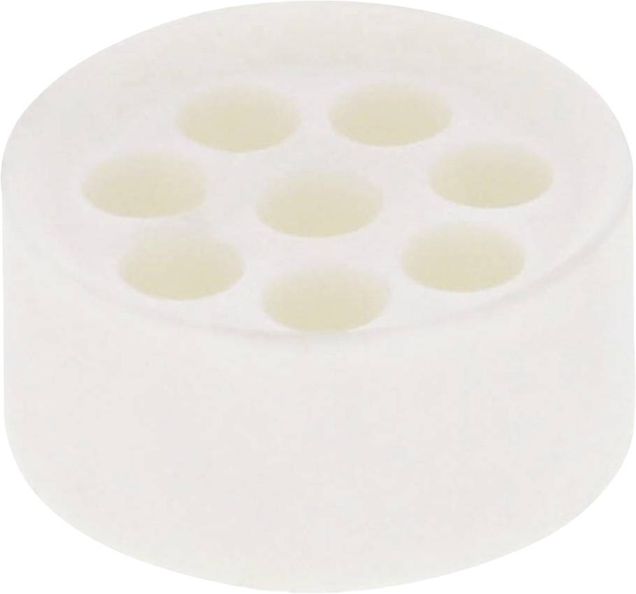 Un objet blanc cylindrique avec sept cavités sur la surface supérieure.