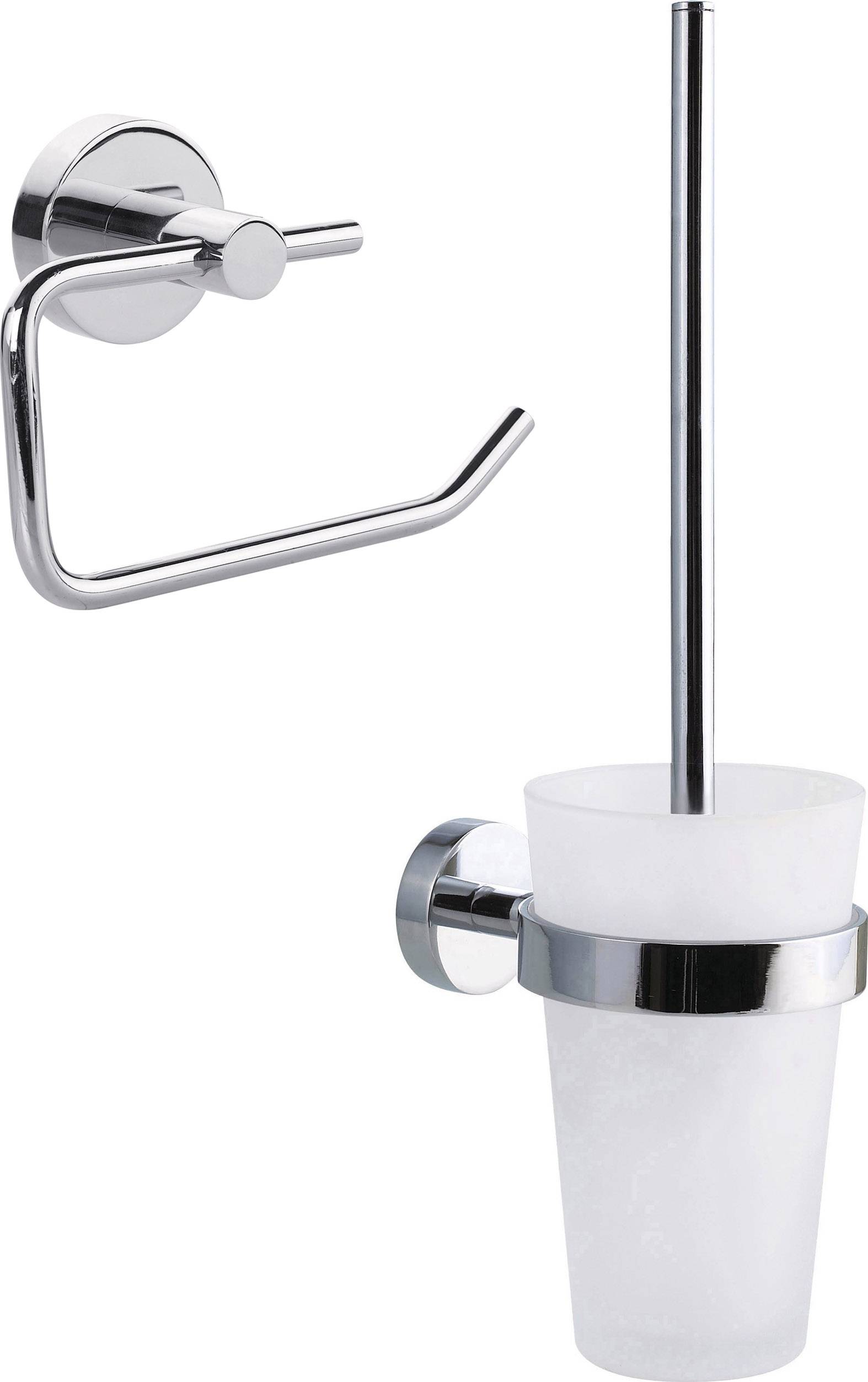 tesa SMOOZ Set d'accessoires de salle de bain colle métal Avec support pour papier toilette
