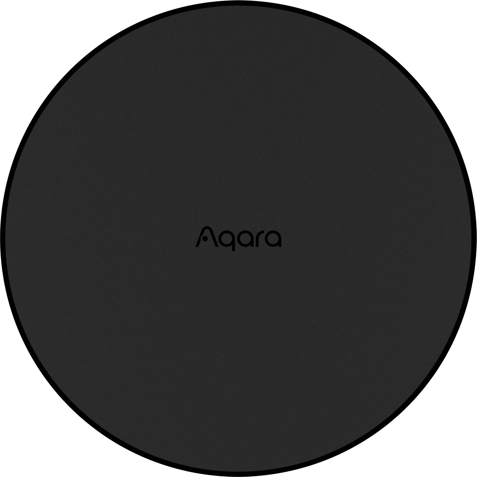 Capteur intelligent Aqara pour maison connectée, de couleur noire et de forme circulaire, au design minimaliste, dépourvu de voyants ou de boutons apparents.