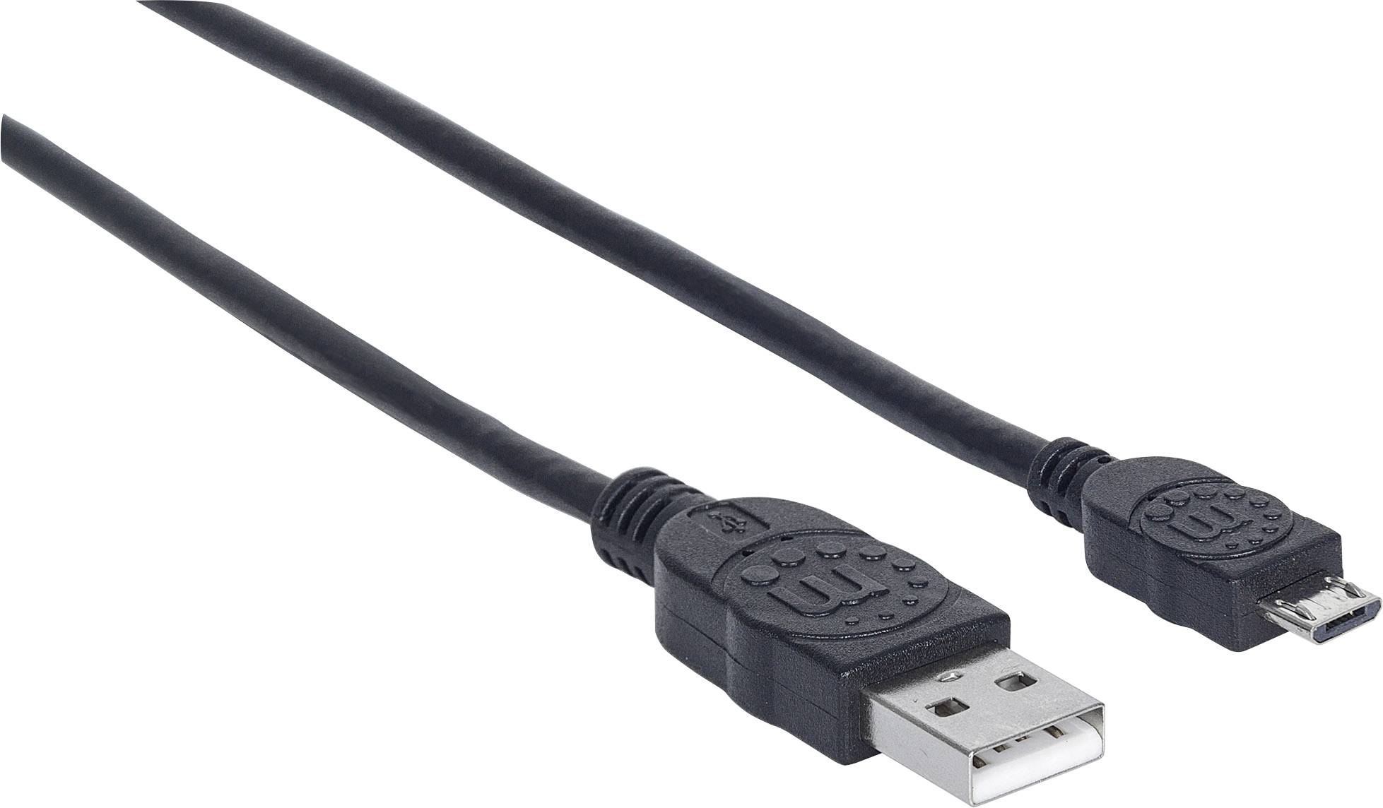 Manhattan Câble USB USB 2.0 USB-Micro-B mâle, USB-A mâle 3.00 m noir 325684