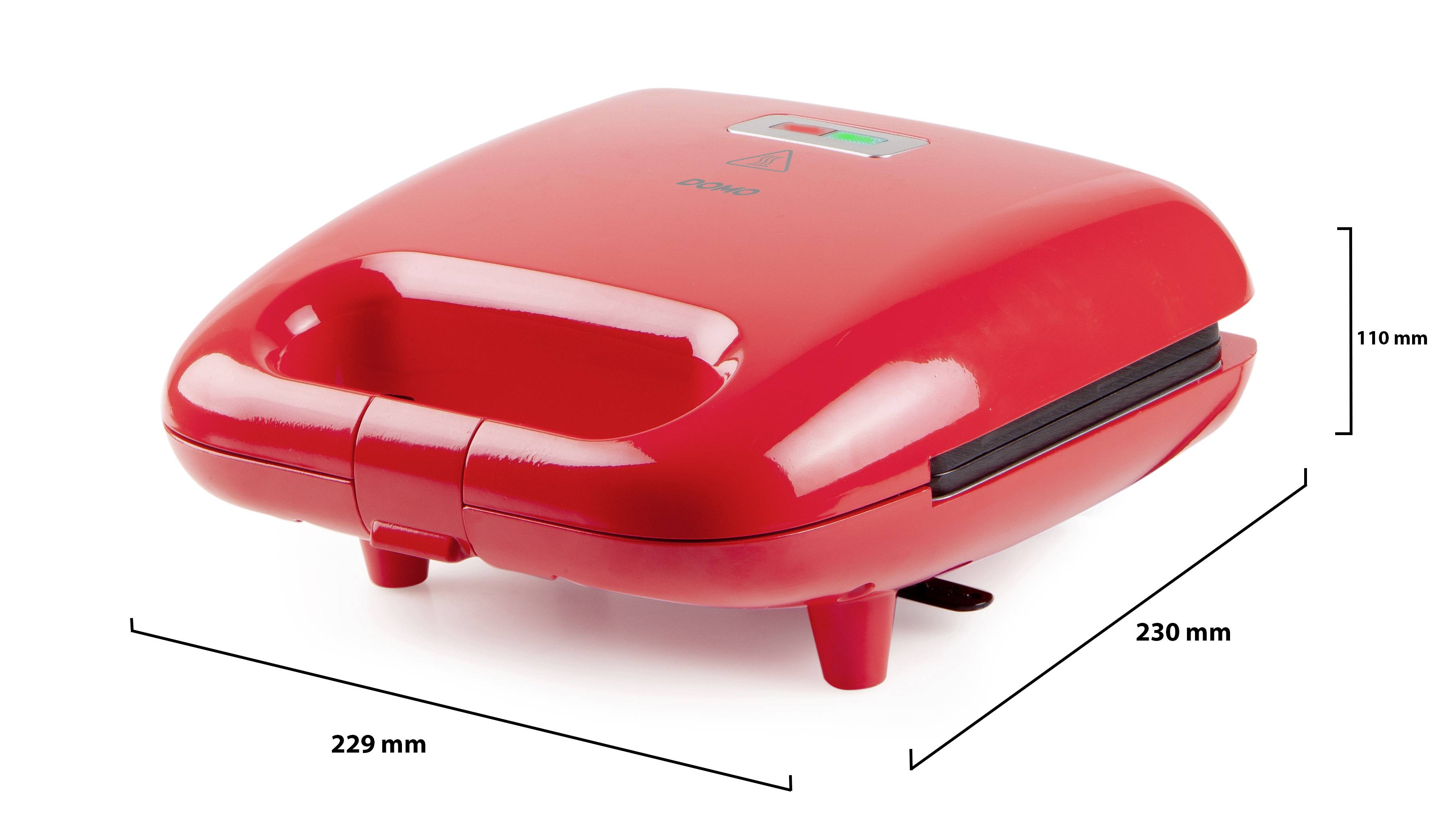 DOMO Snack Party 5in1 Appareil à croque-monsieur boîtier Cool-Touch, revêtement anti-adhésif rouge