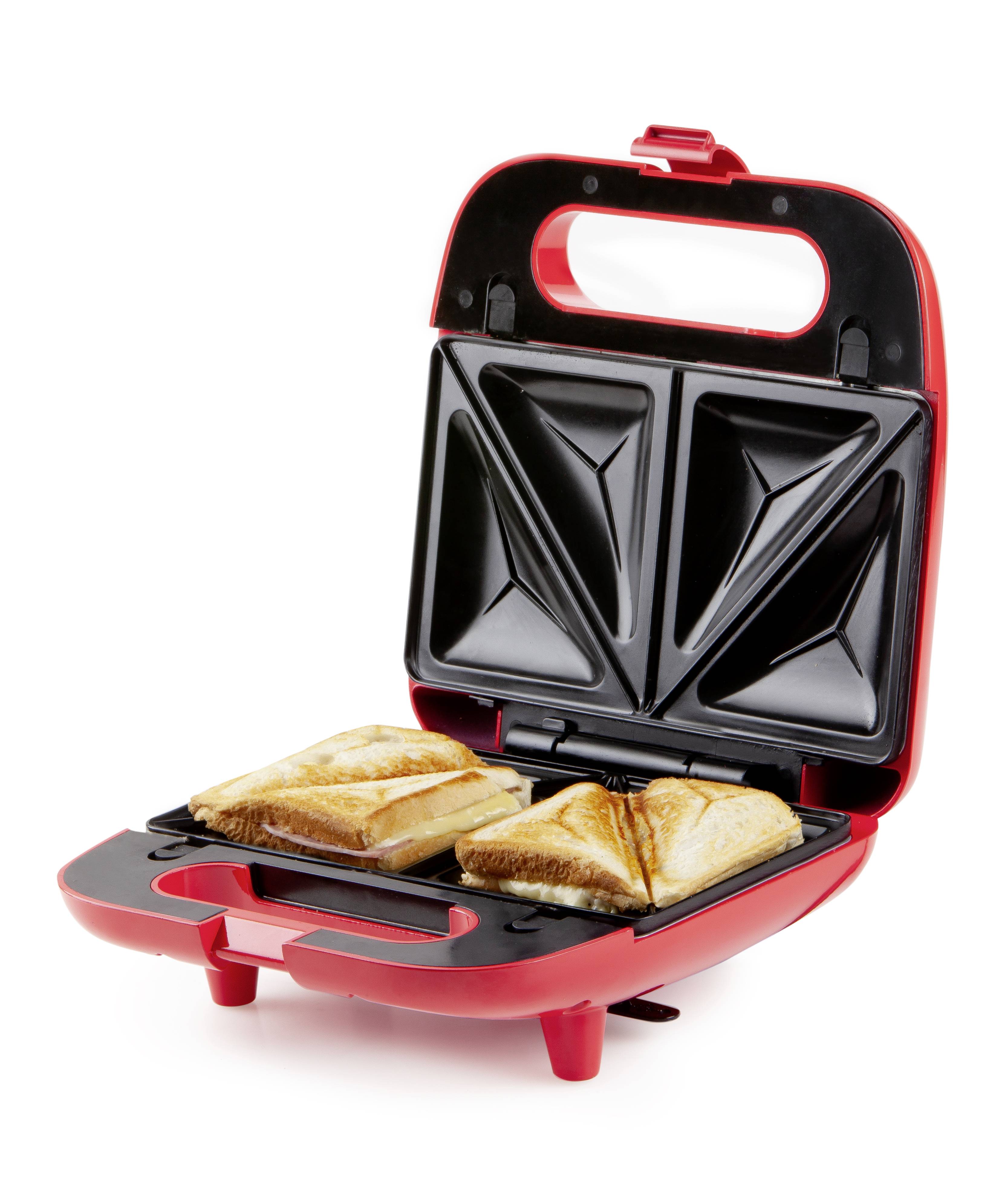 DOMO Snack Party 5in1 Appareil à croque-monsieur boîtier Cool-Touch, revêtement anti-adhésif rouge