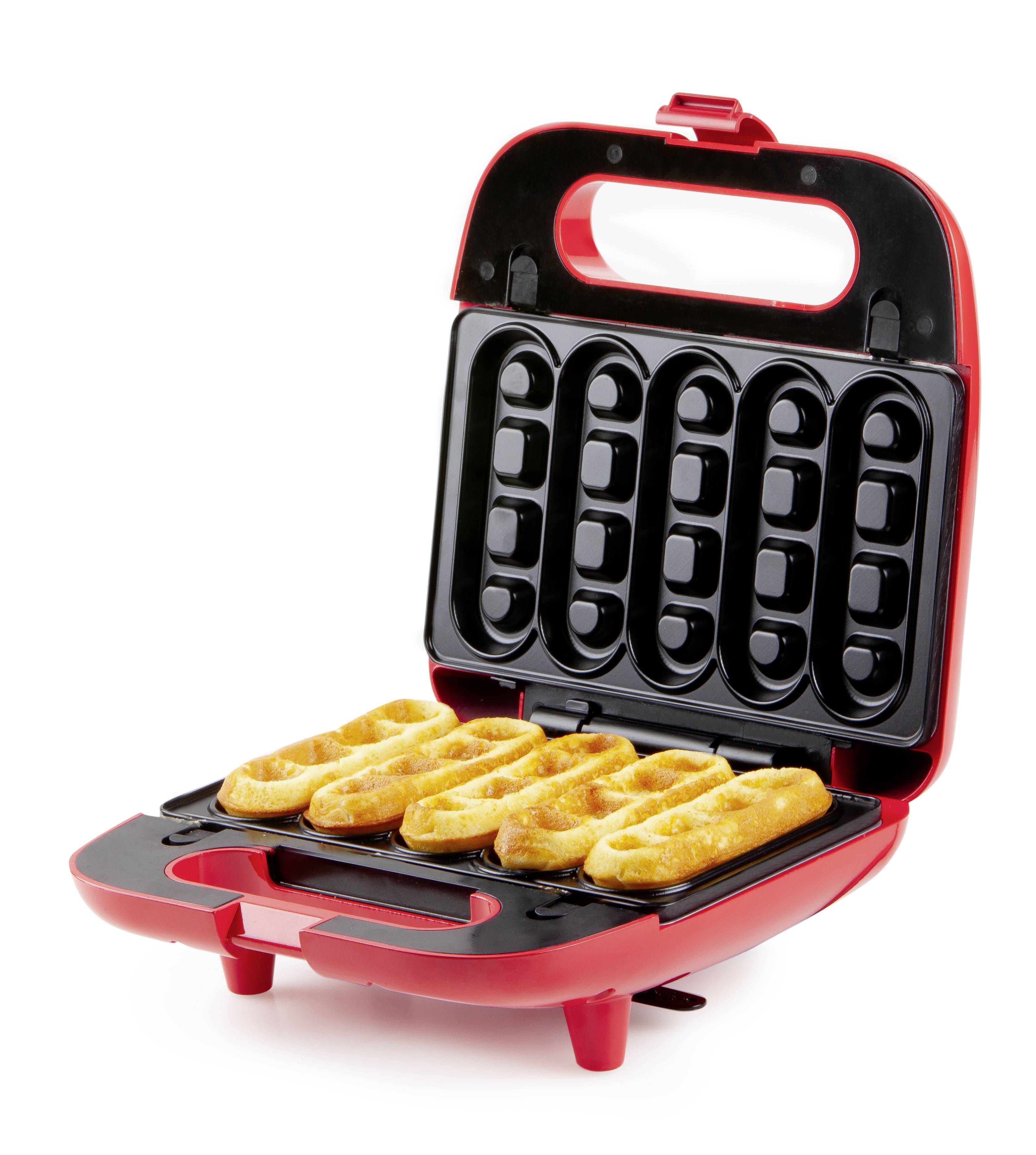 DOMO Snack Party 5in1 Appareil à croque-monsieur boîtier Cool-Touch, revêtement anti-adhésif rouge