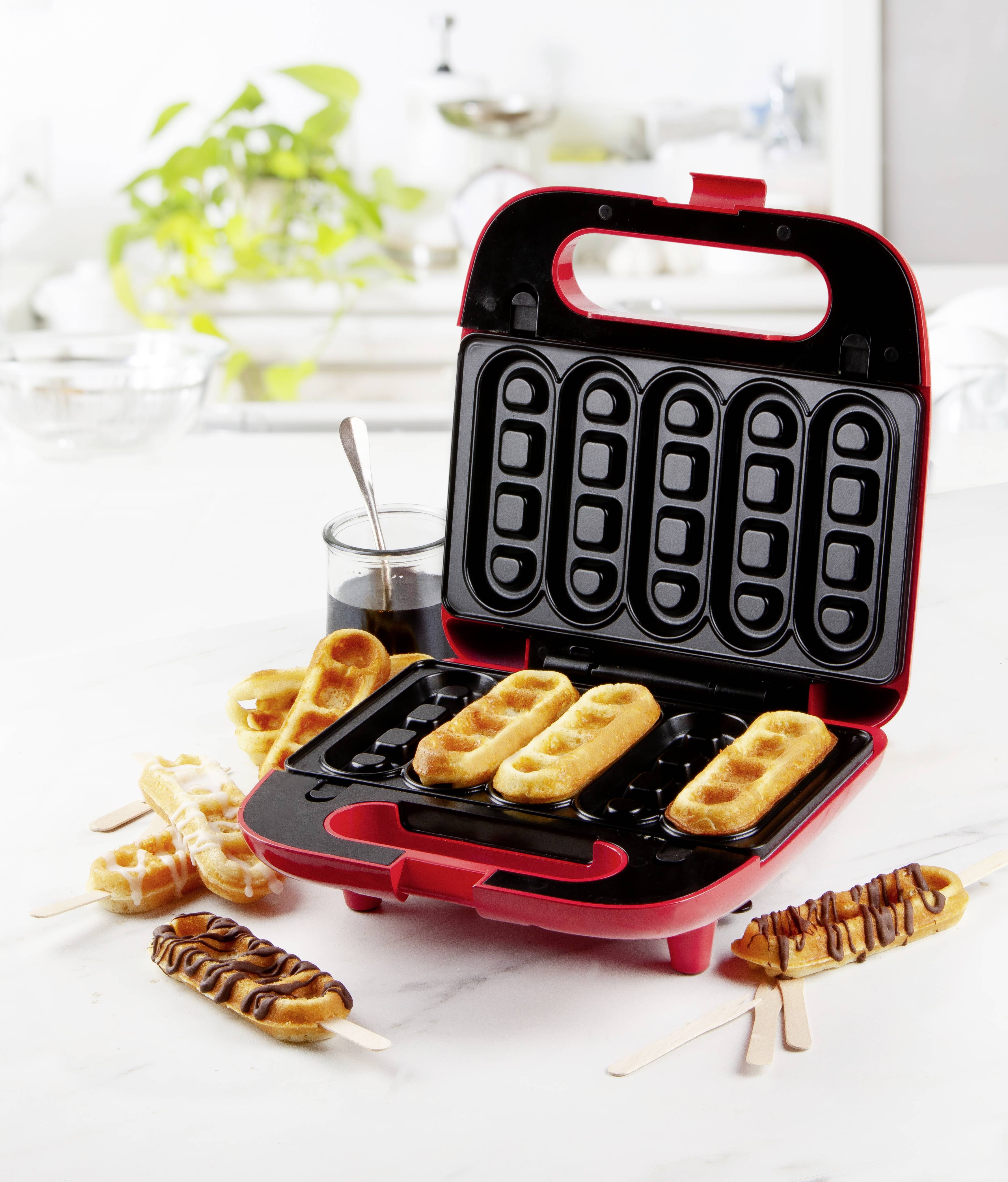 DOMO Snack Party 5in1 Appareil à croque-monsieur boîtier Cool-Touch, revêtement anti-adhésif rouge