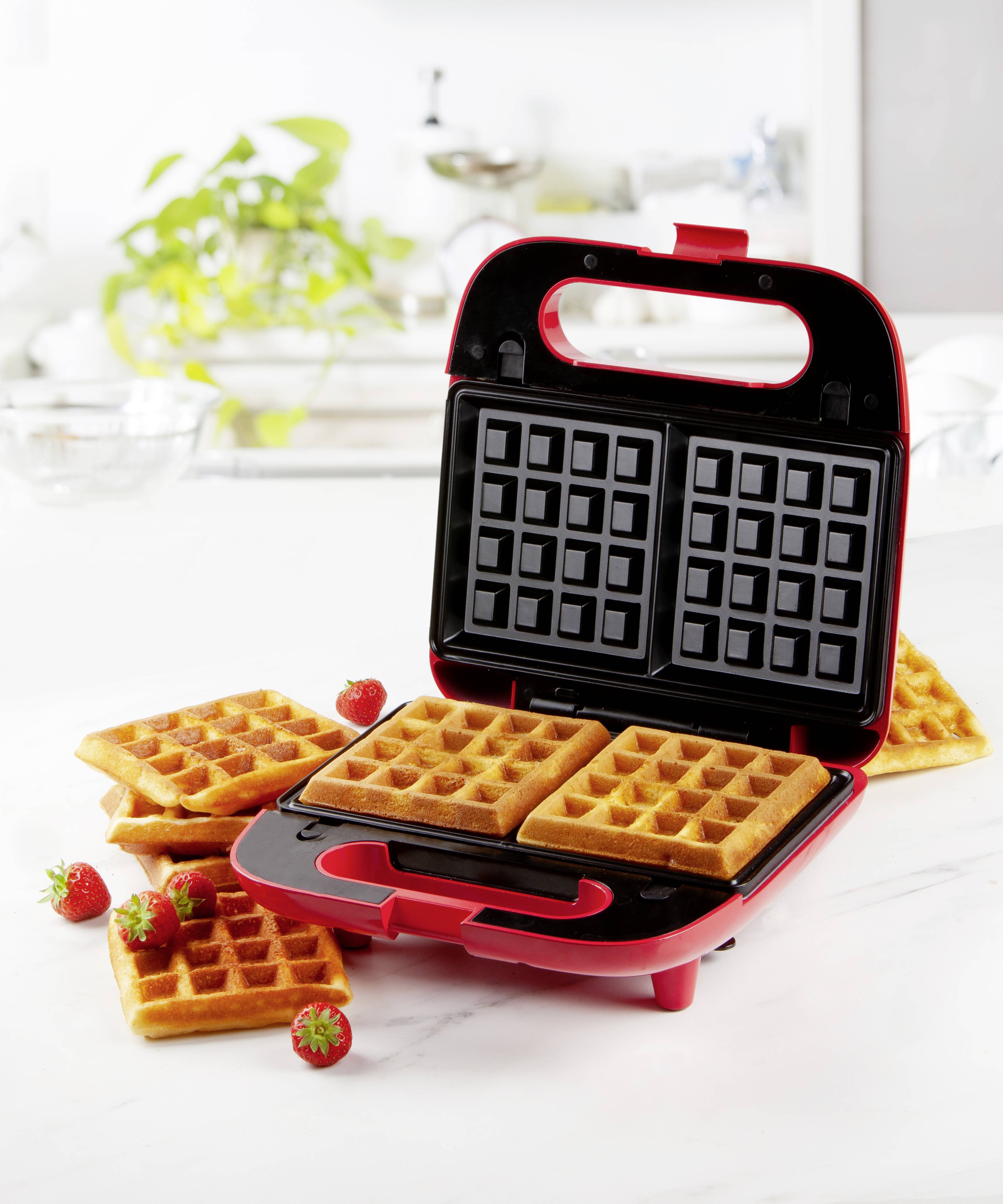 DOMO Snack Party 5in1 Appareil à croque-monsieur boîtier Cool-Touch, revêtement anti-adhésif rouge