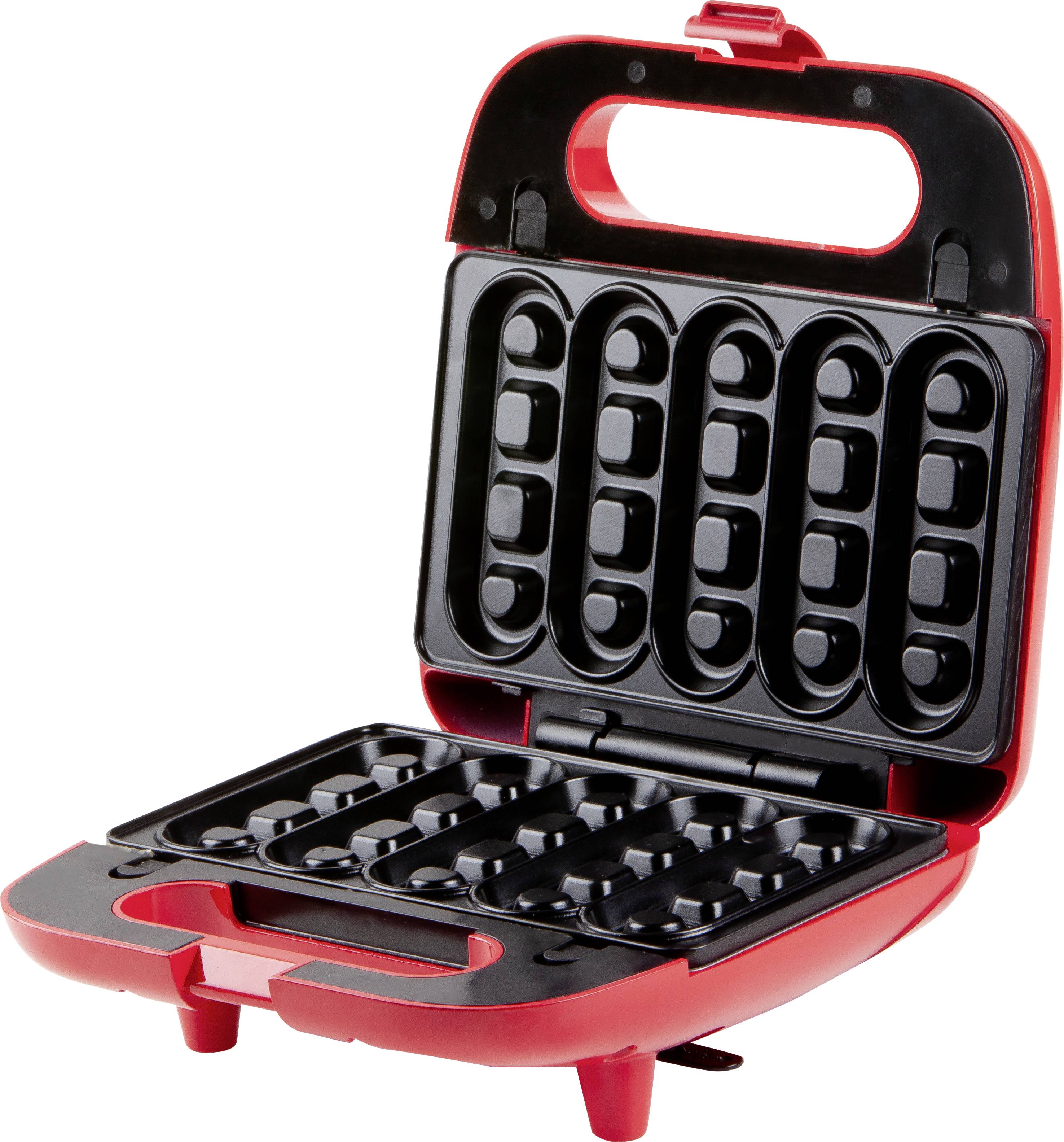 DOMO Snack Party 5in1 Appareil à croque-monsieur boîtier Cool-Touch, revêtement anti-adhésif rouge