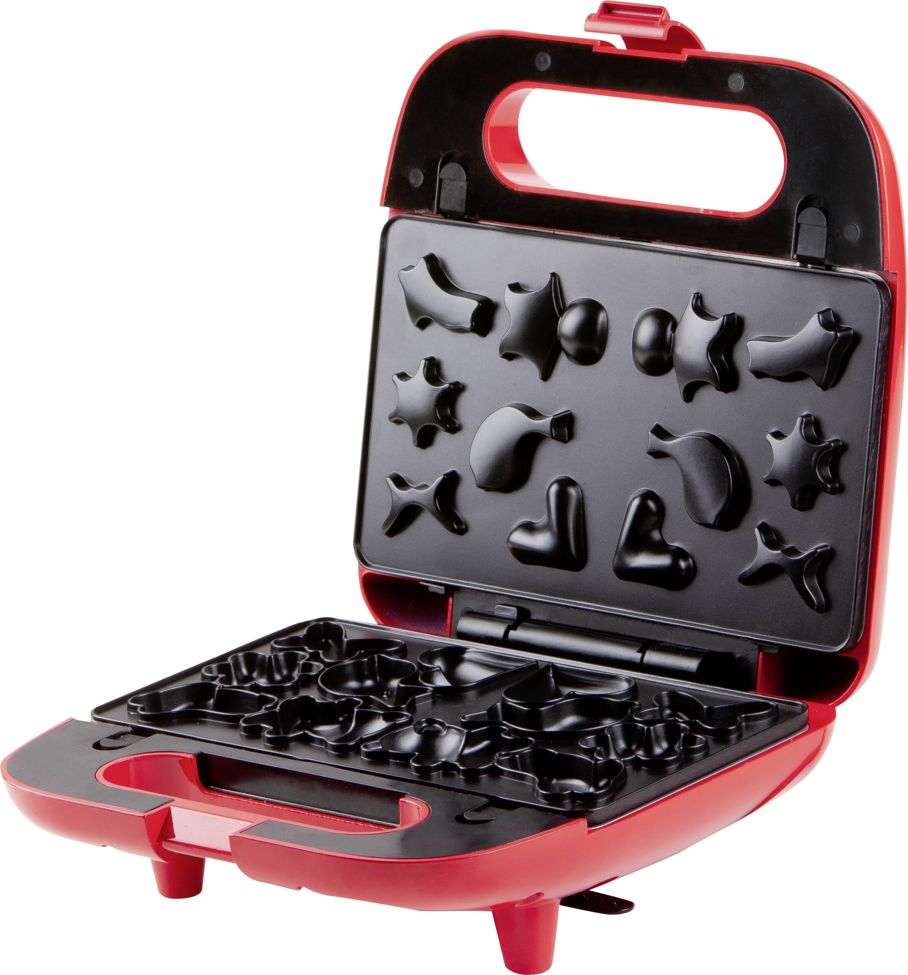 DOMO Snack Party 5in1 Appareil à croque-monsieur boîtier Cool-Touch, revêtement anti-adhésif rouge