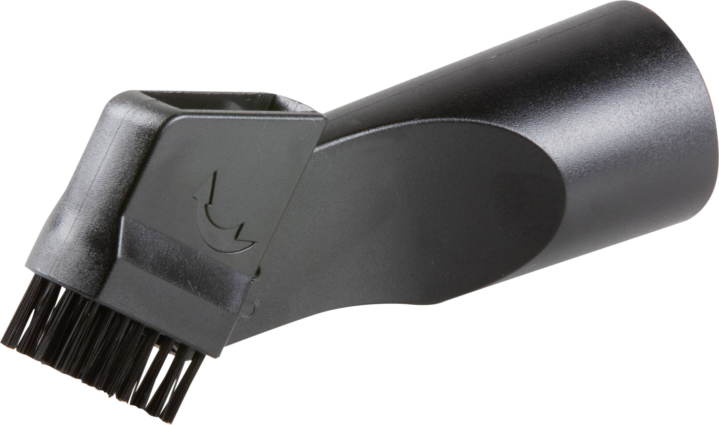 Buse d'aspirateur noire avec embout de brosse intégré. Idéal pour nettoyer les surfaces délicates et les endroits difficiles d'accès.
