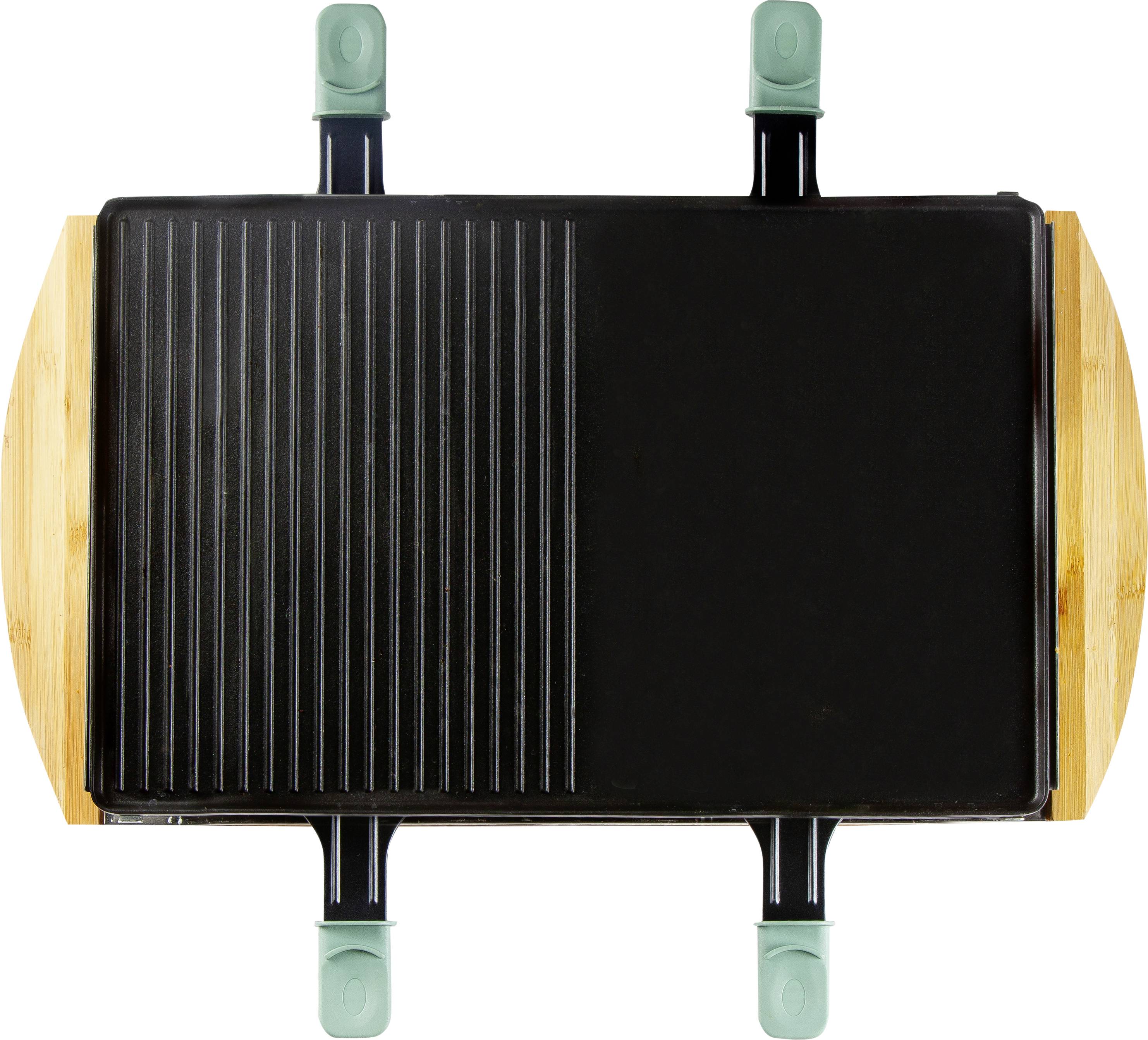 DOMO DO9246G Appareil à raclette 8 poêlons, revêtement anti-adhésif, voyant lumineux noir, bois