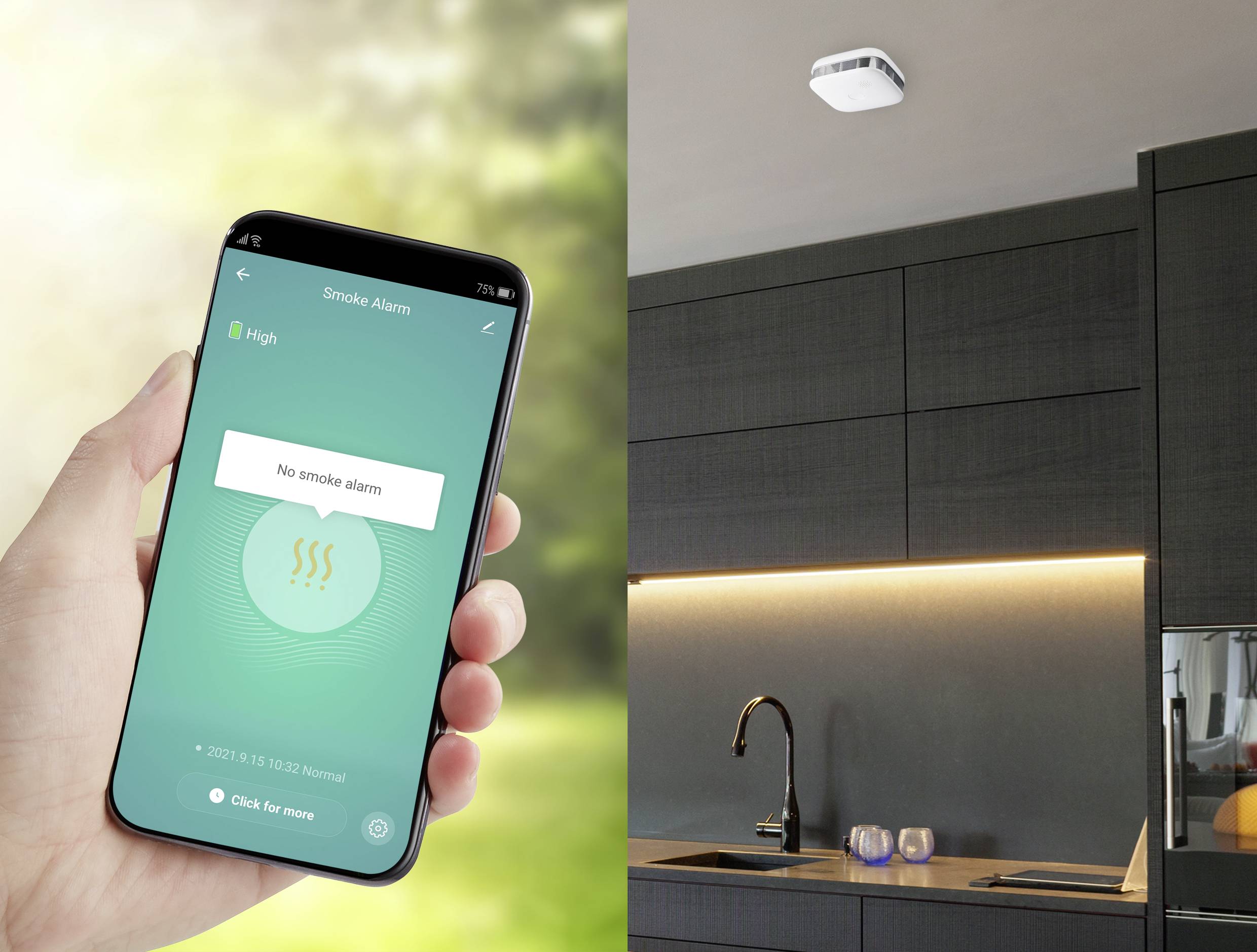Sygonix WLAN Détecteur de fumée avec commande via une application à pile(s) (l x H x P) 76 x 76 x 29 mm