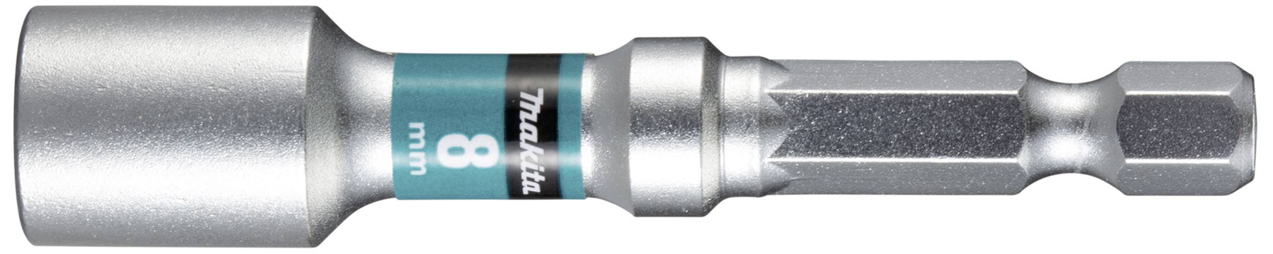 Clé à douille hexagonale avec revêtement chromé, taille 8 mm, adaptée aux outils manuels.