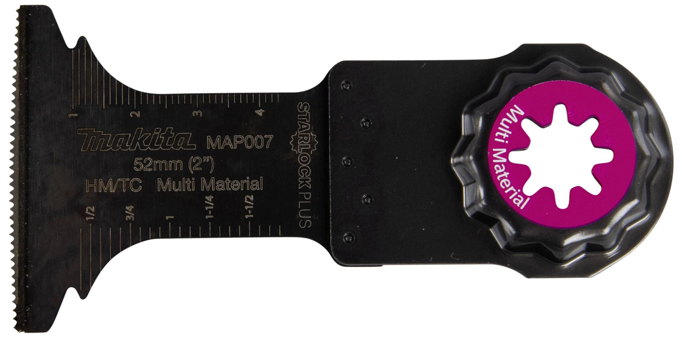 Lame de scie pour multi-matériaux, 52mm, marque Makita. Adaptée pour HM/TC. Accessoire avec échelle de mesure et support hexagonal.