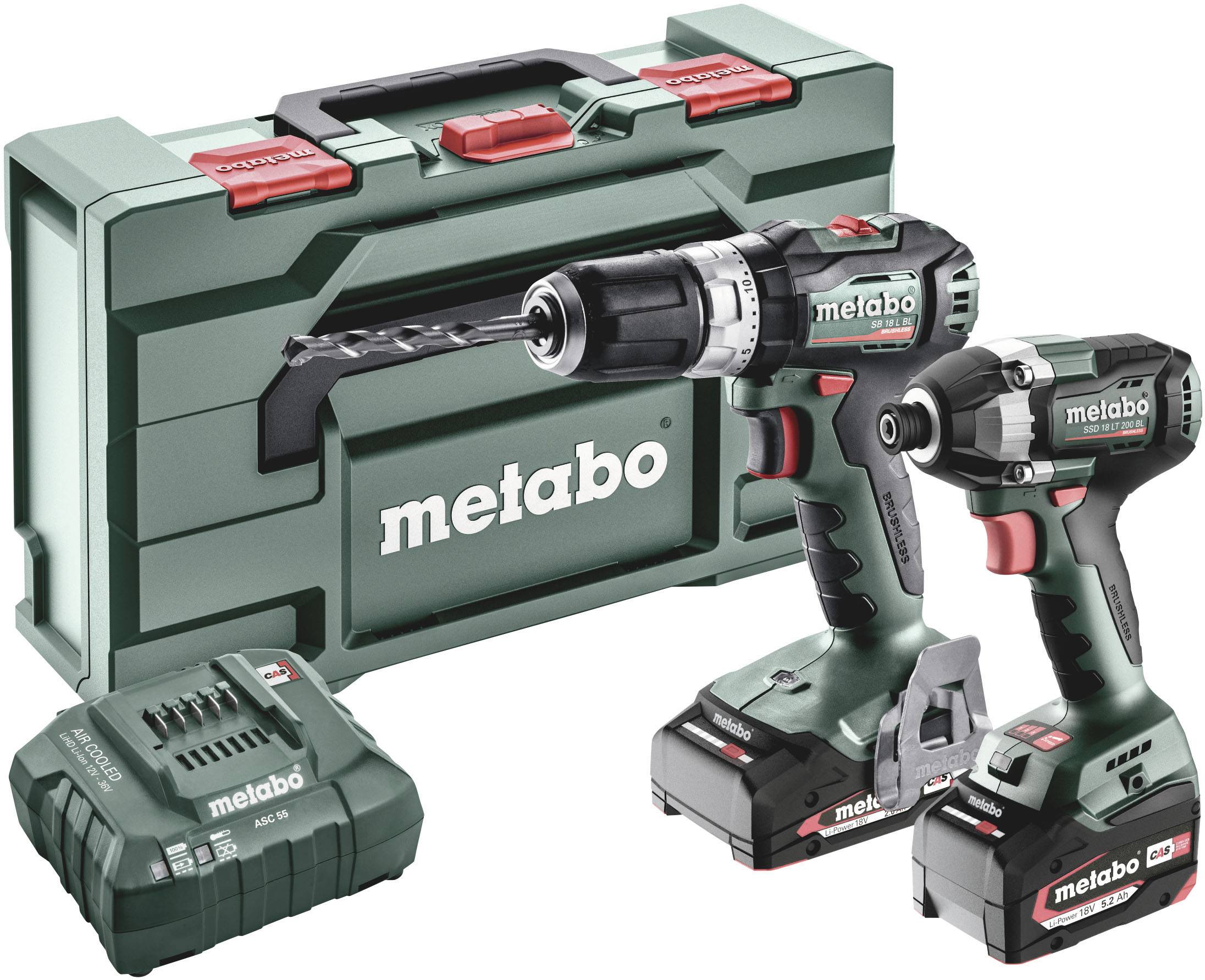 Metabo BSLBL+SSD200LTBL -Perceuse-visseuse à percussion sans fil, Clé à chocs sans fil + batterie, + chargeur