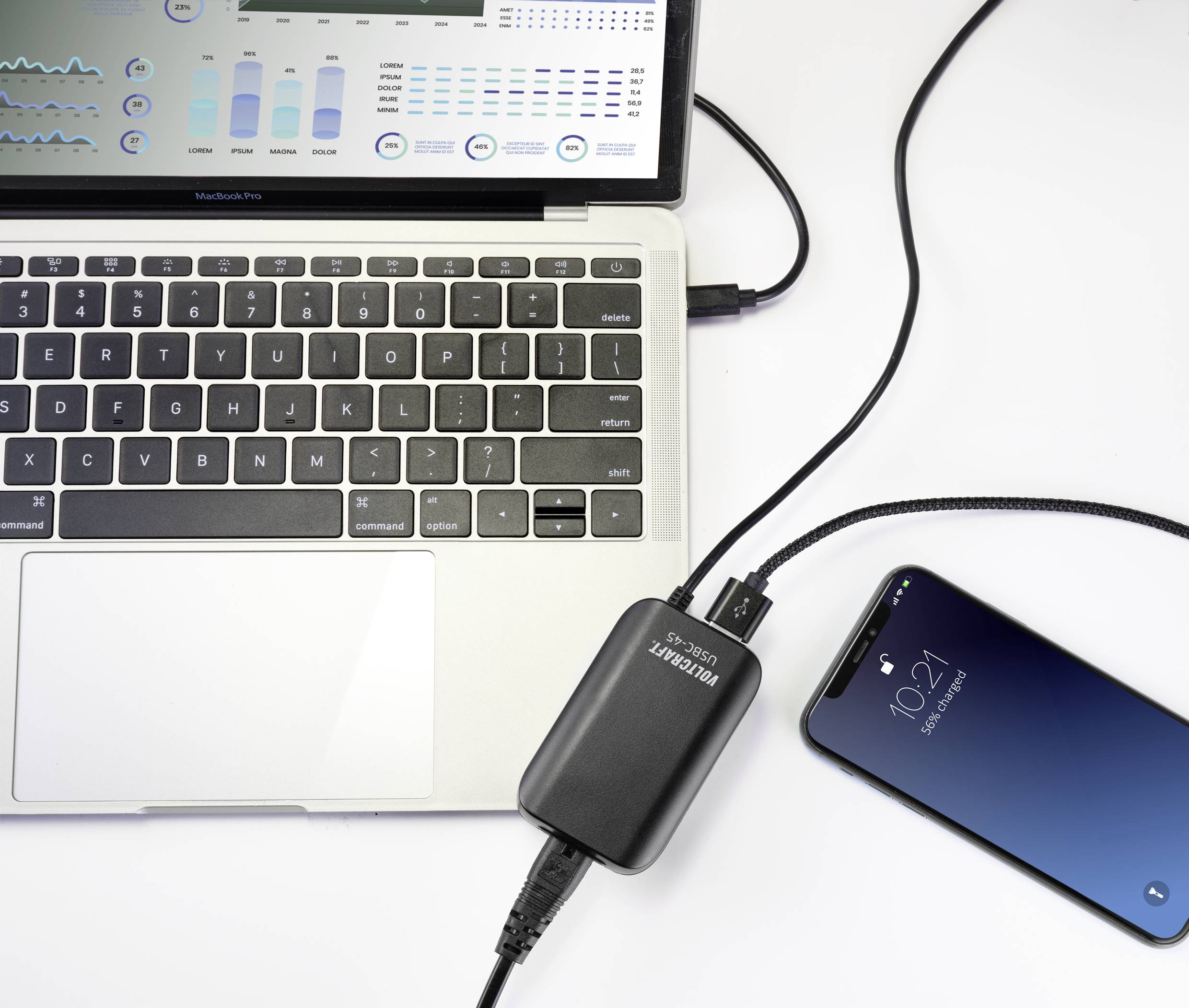 VOLTCRAFT USBC-45 Chargeur USB 45 W 5 V/DC, 20 V/DC 3 A USB Power Delivery (USB-PD)