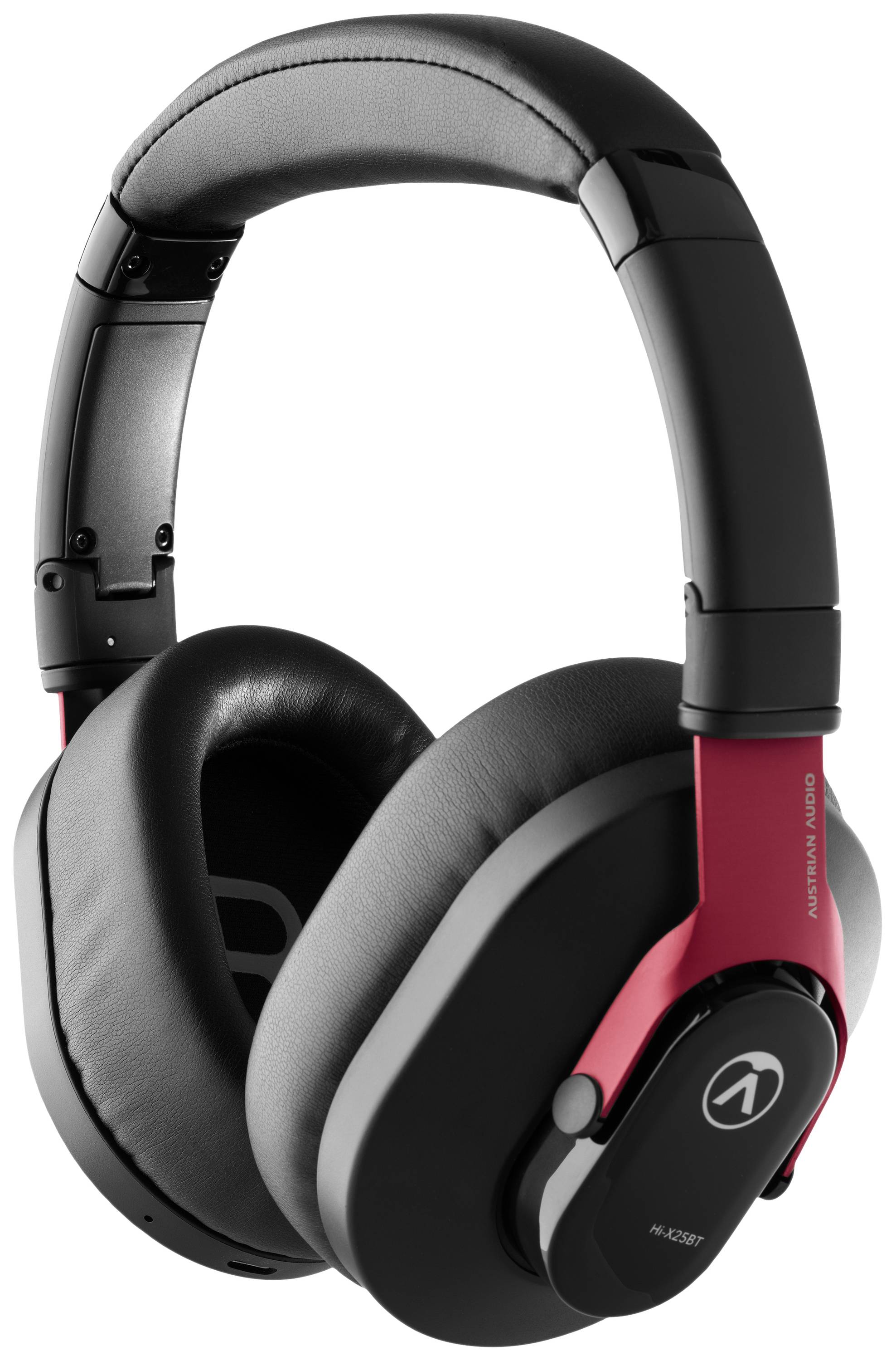 Casque over-ear noir et rouge avec rembourrage, adapté pour écouter de la musique ou jouer à des jeux vidéo de manière confortable.