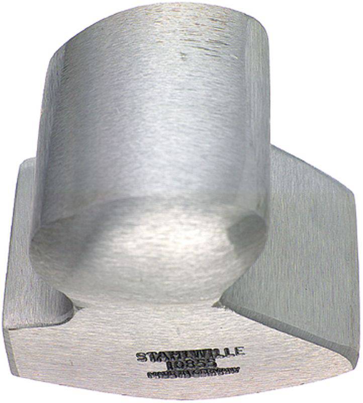 Un marteau à tête en métal argenté avec une base carrée et une surface de frappe arrondie, adapté aux travaux de forge ou de construction précis.