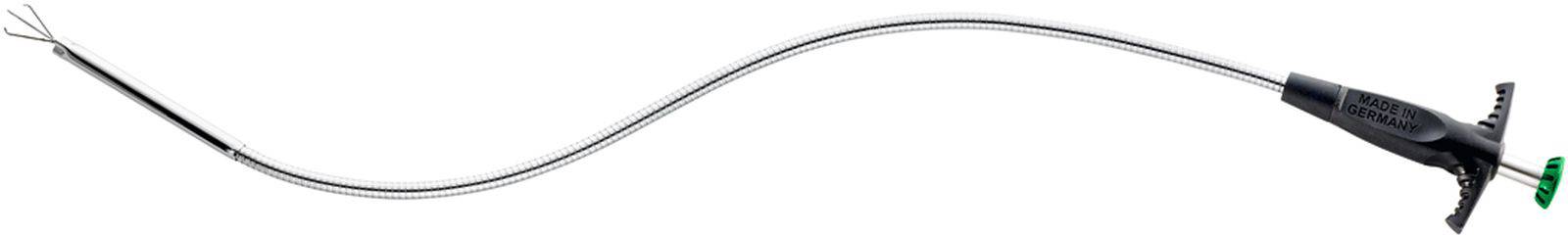 Long instrument médical à extrémité flexible et manche, probablement destiné à des procédures mini-invasives ou chirurgicales.